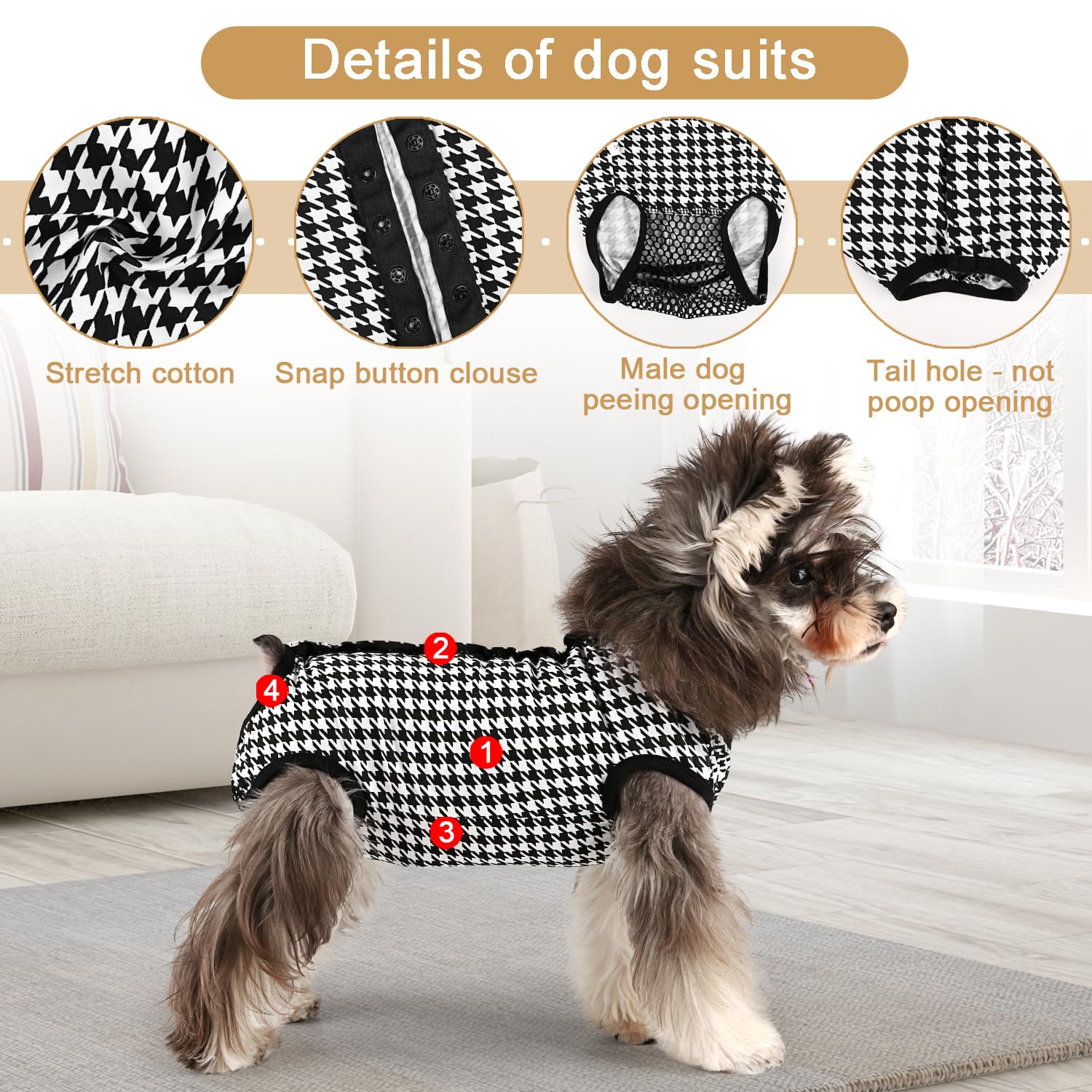 Etdane Small Dog Period Diapers Dog Period Suit Dog Sanitary Panties For Male Female Dogs Diaper Cover For Heat Plover Plaid/L