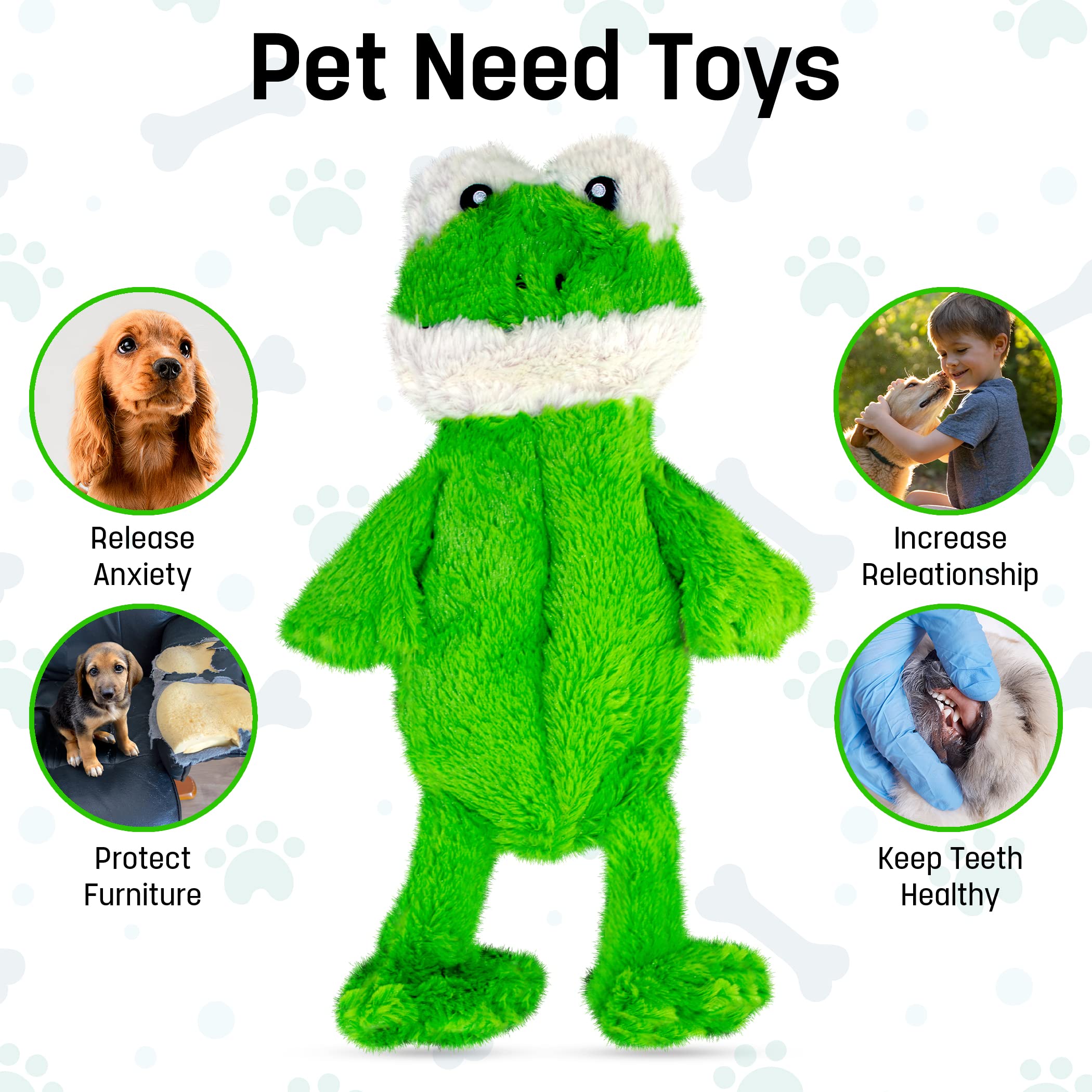 Fga Marketplace Frog Flat No Stuffing No Squeak Plush Dog Toy, Funny Style Will Entertain Your Dog For Hours, Recommended For Small And Medium Dog 21 Inch Long