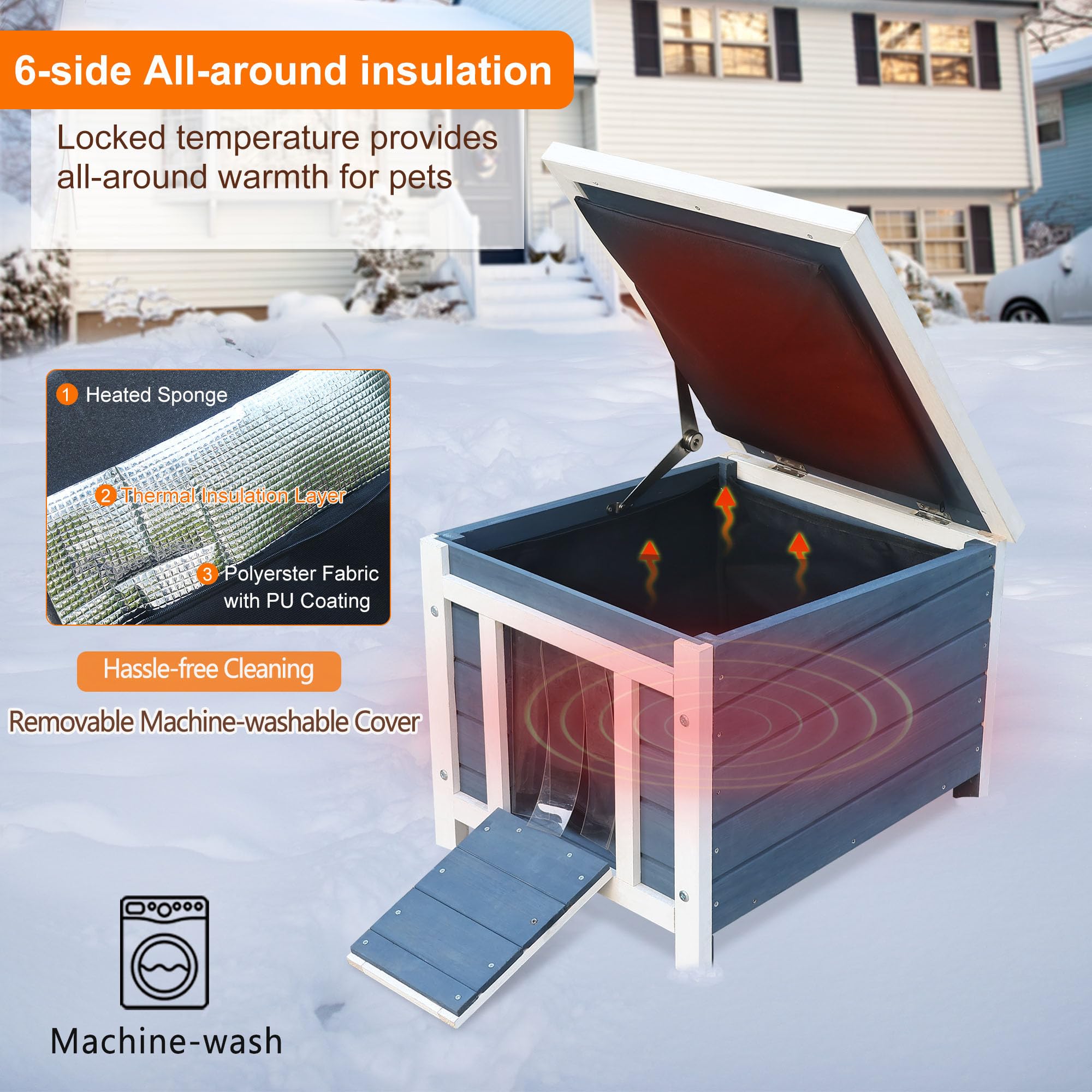 Weatherproof Cat House For Outdoor Cats In Winter, 100% All-Around Insulated Outdoor Cat Shelter With Warm Liner For Outside Fer