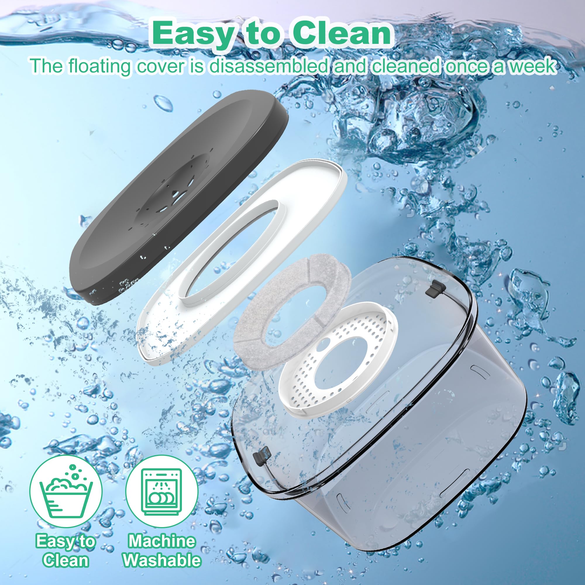 Decflow 4L Dog Water Bowl, Super Large Capacity Dog Bowl With Carbon Filter, Anti-Choking No Spill Water Bowl With Slow Water Fe