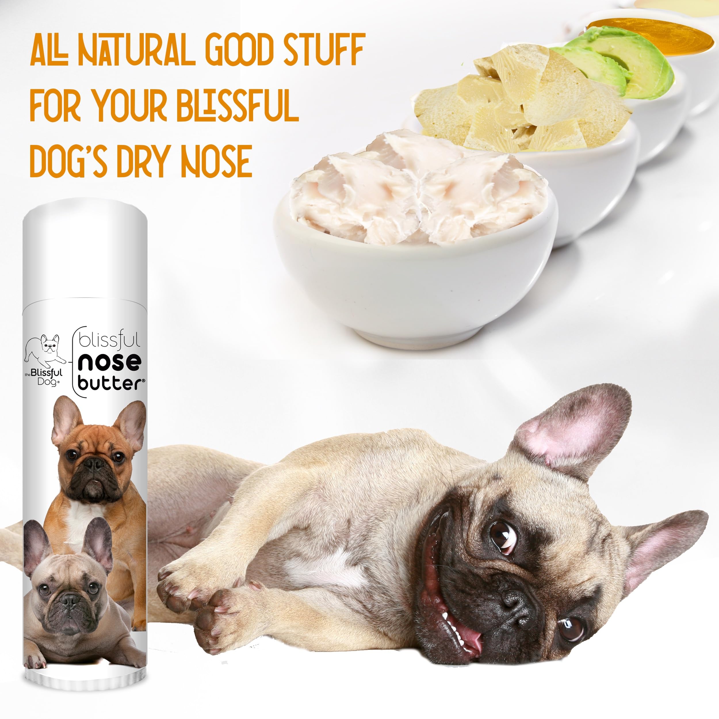 The Blissful Dog Black Masked Fawn French Bulldog Unscented Nose Butter, 0.50-Ounce