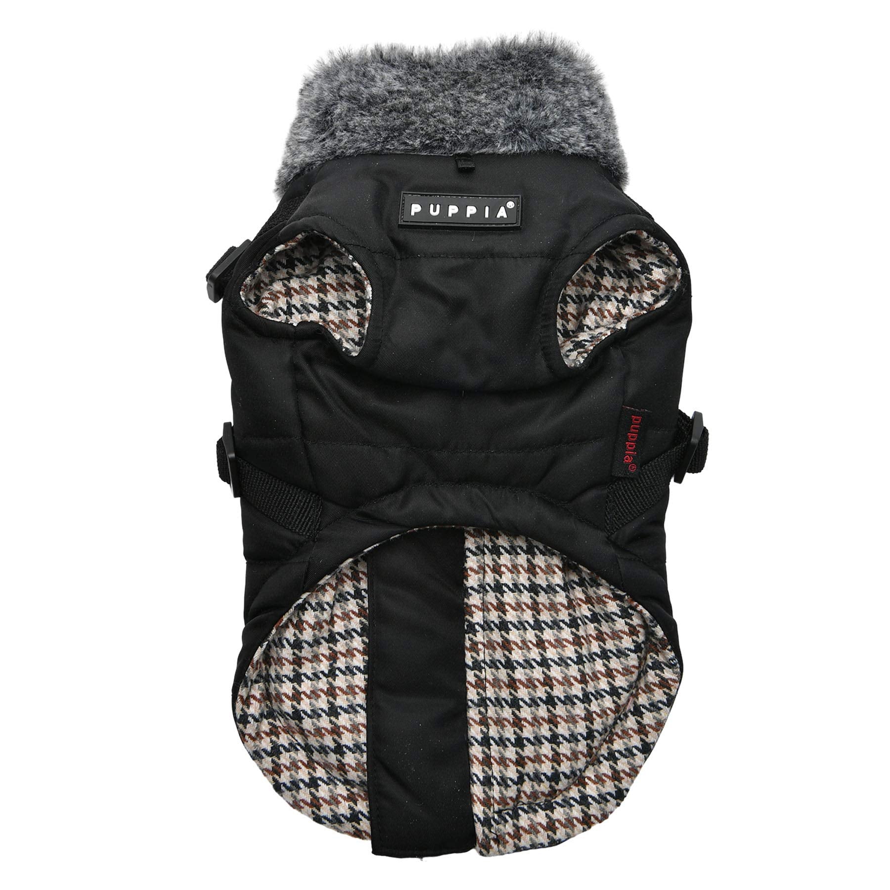 Puppia Donavan Winter Dog Coat, Waterproof Fleece, No Pull Harness, Small, Black, Model PAUD-VT1853-BK-S