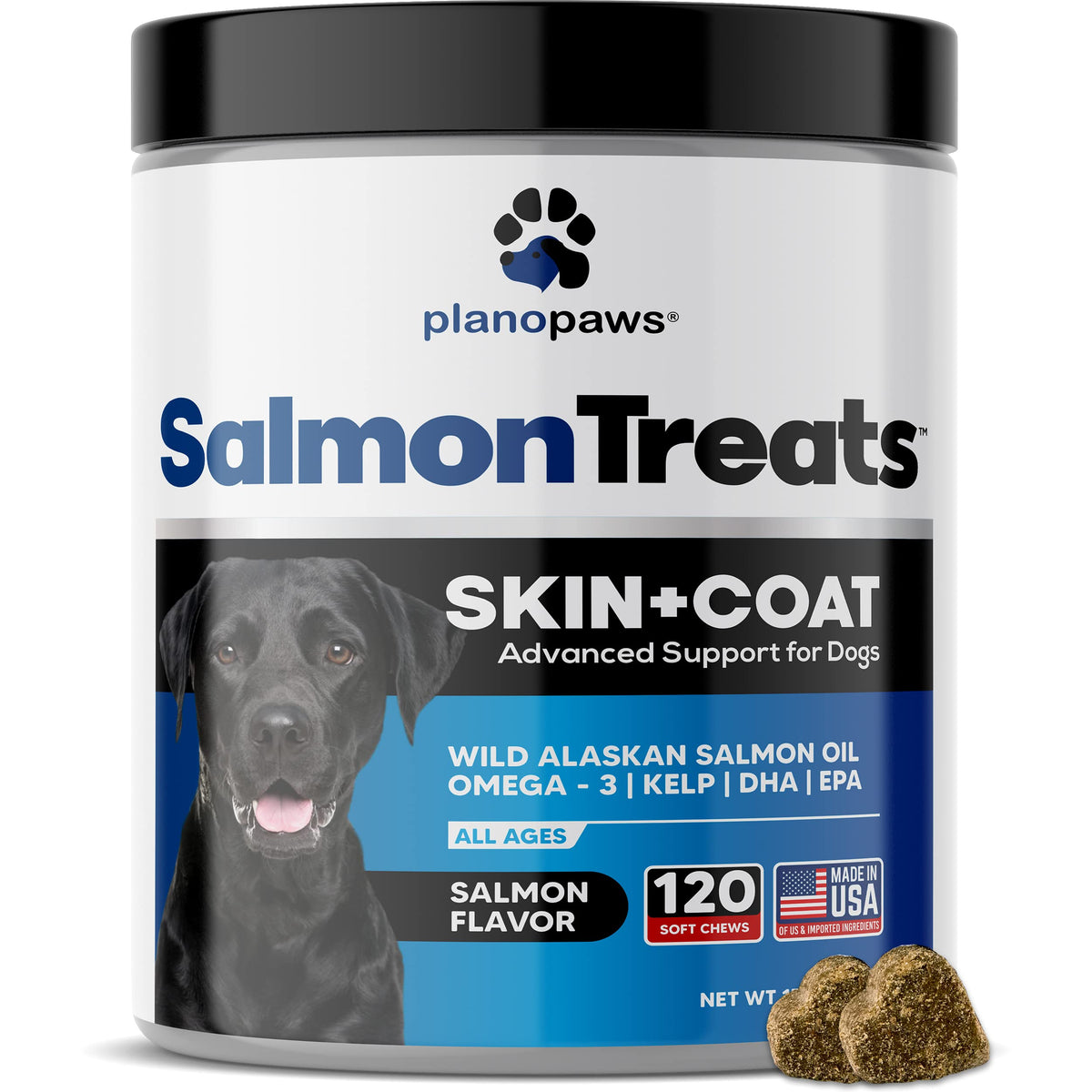 Wild Alaskan Salmon Oil For Dogs - Dog Skin And Coat Supplement - Shedding & Itch Relief For Dogs - Omega 3 Fish Oil For Dogs Chews - 120 Dog Allergy Chews - Dog Shedding Supplement - Dog Vitamins