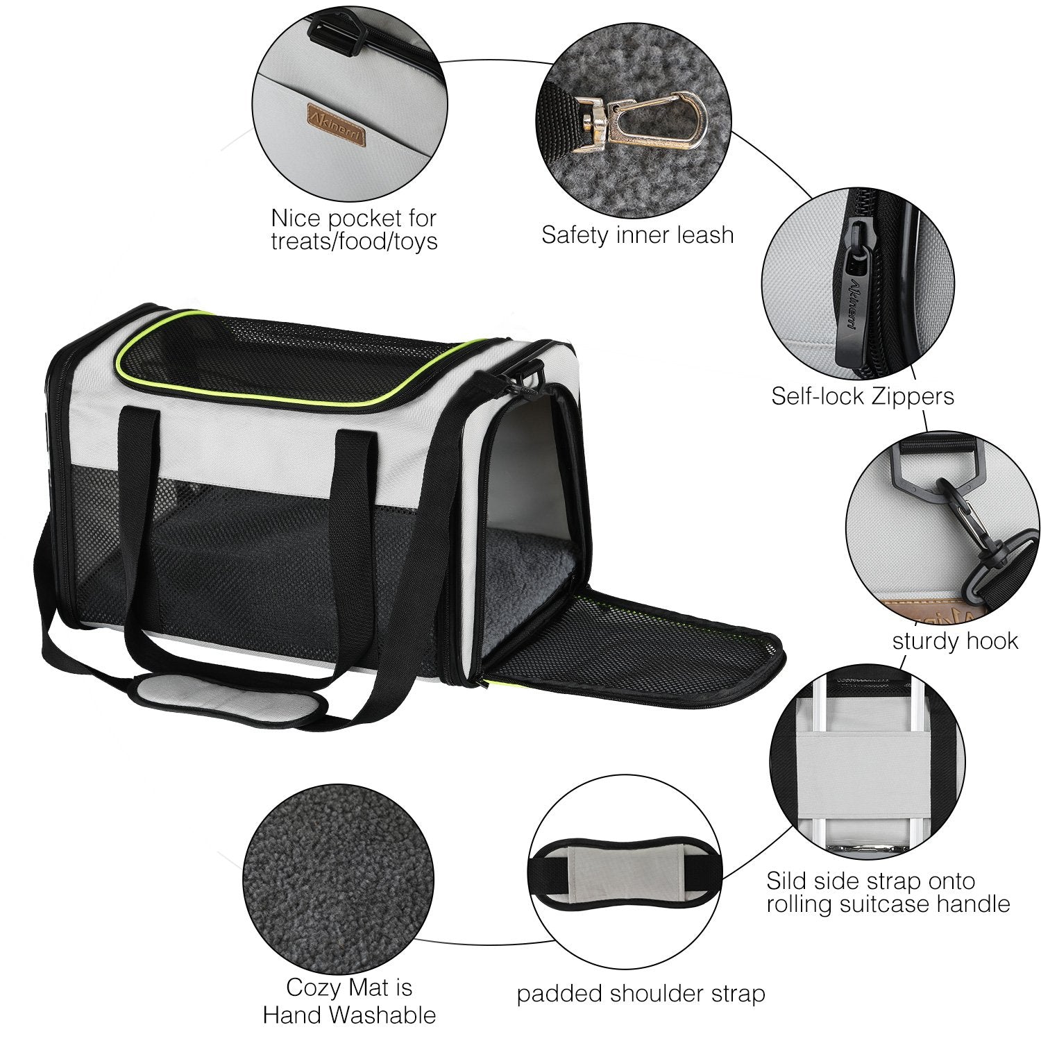 Akinerri Airline Approved Pet Carriers,Soft Sided Collapsible Pet Travel Carrier For Puppy And Cats, Cats Carrier, Pet Carriers For Puppy And Large Cats
