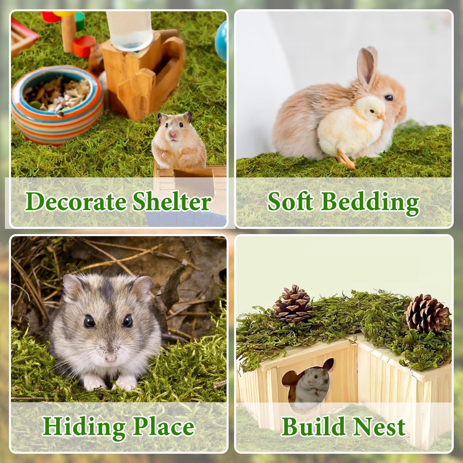 Halatool 12Qt Small Animals Bedding & Nesting Material, Forest Moss For Odor Control Rabbits Squirrels Hamsters Guinea Pigs, Sof