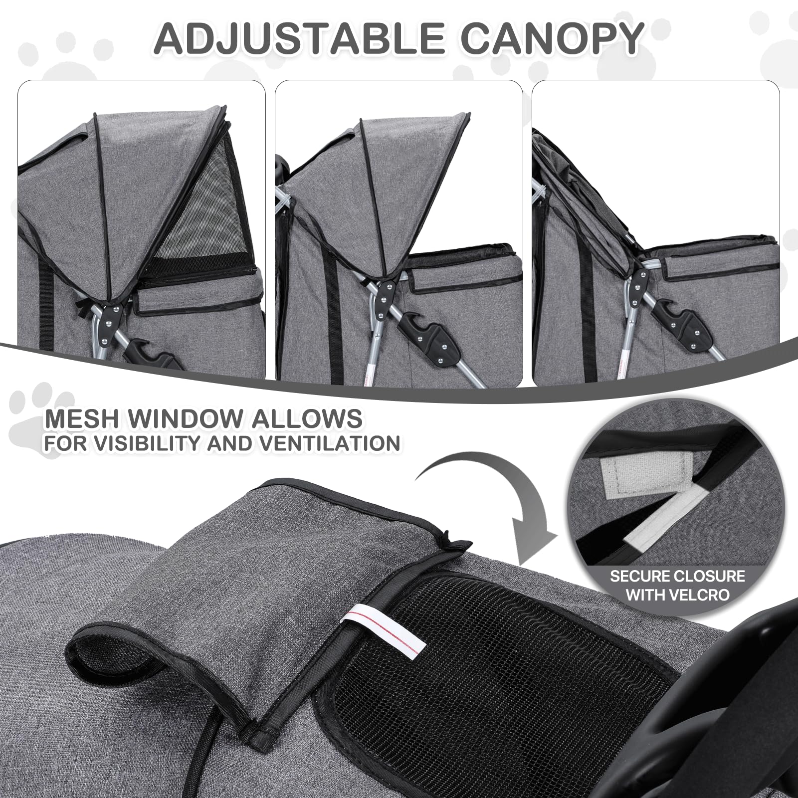Monibloom 3 Wheels Pet Dog Cat Stroller For Small Medium Dogs And Cats, Lightweight Foldable Jogger Stroller W/Storage Basket And Cup Holder, Gray