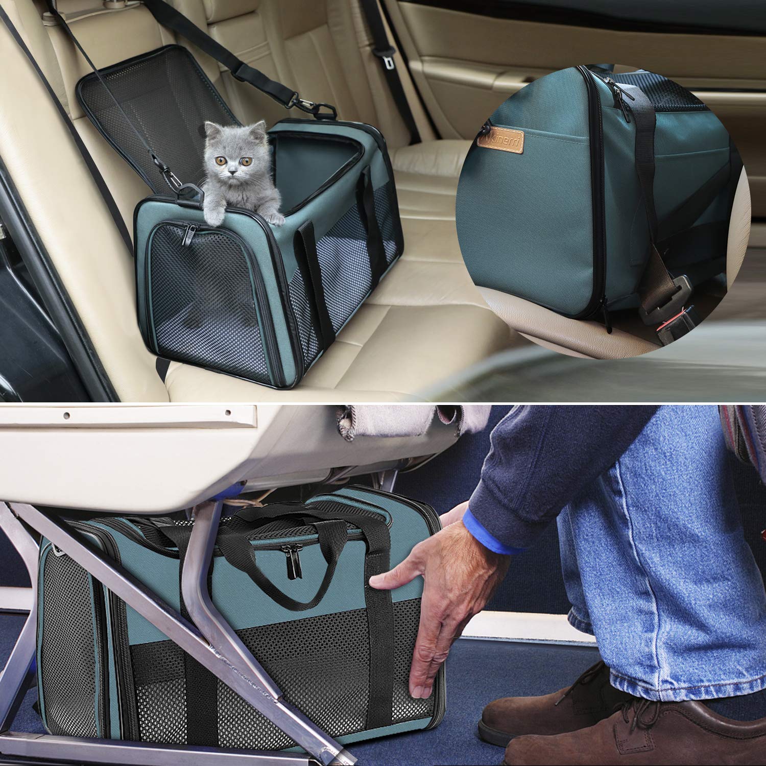 Akinerri Airline Approved Pet Carriers,Soft Sided Collapsible For Travel, Puppy, Small Medium Cats