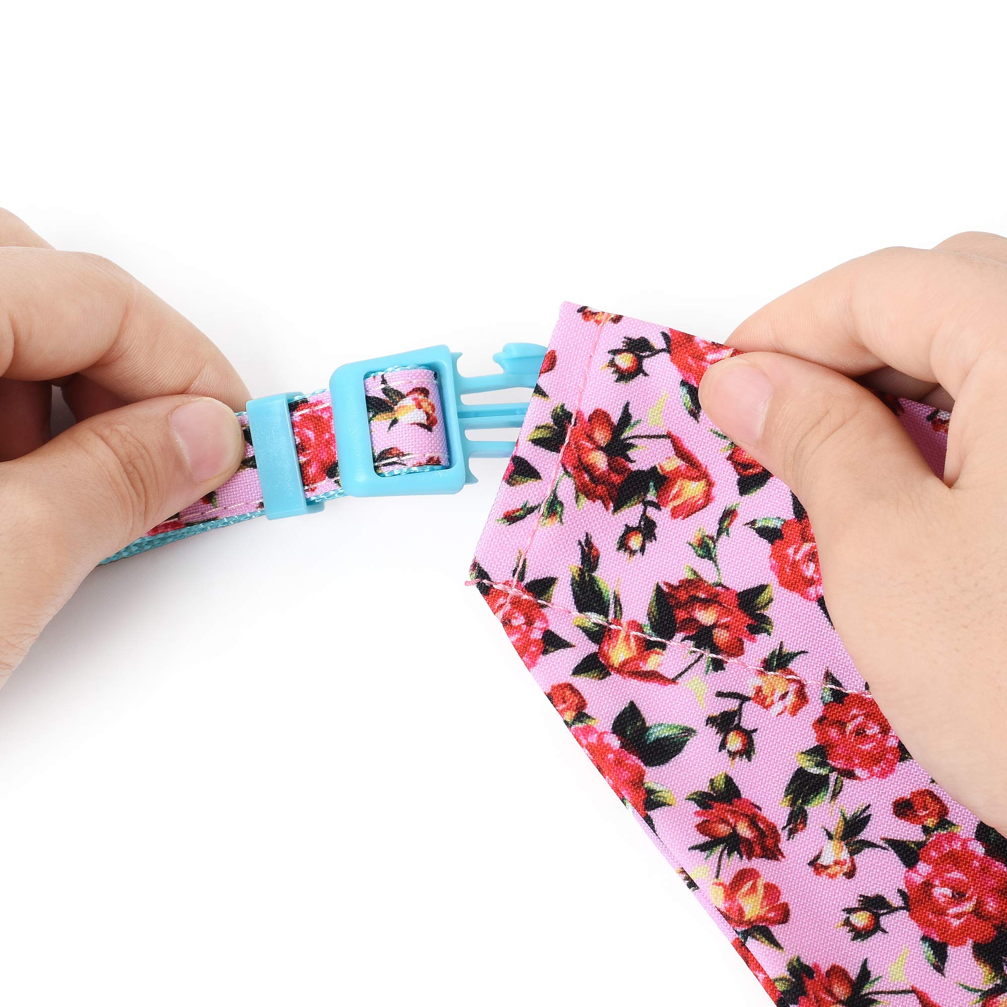 Mile High Life | Cute Bandana Collar | Soft Cotton Fabric Collars For Small Dogs | Flower & Fruit Pattern(Peony Rose, Xs)