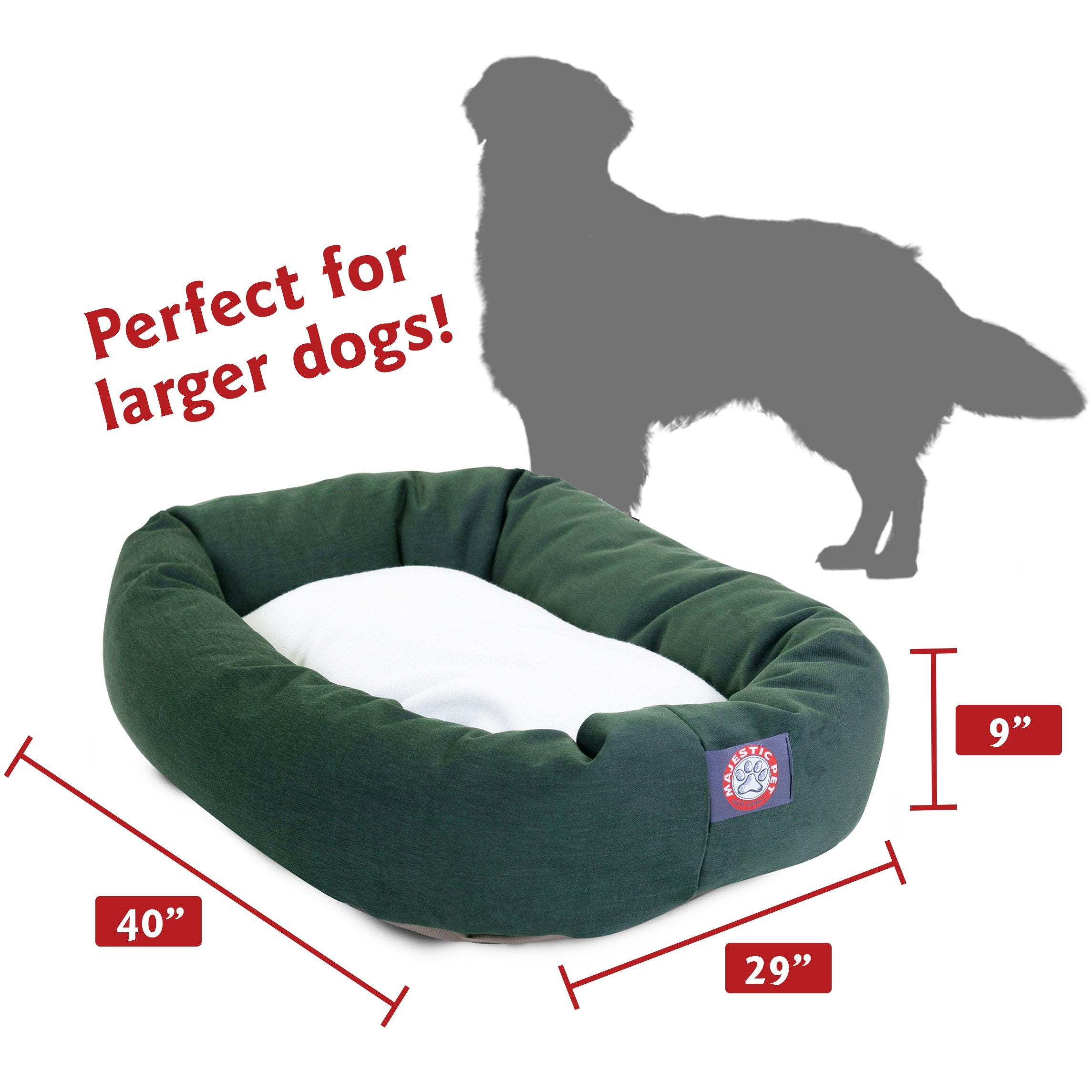 40 Inch Green & Sherpa Bagel Dog Bed By Majestic Pet Products