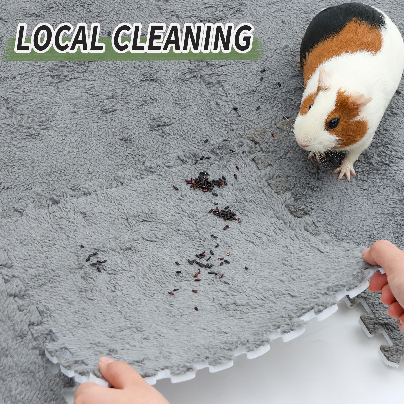 Oncpcare 10Pcs 11?X 11?Guinea Pig Pads Washable, Reusable Guinea Pig Fleece Cage Liners, Soft Warm Rabbit Sleep Mat Blanket Bed (Grey)