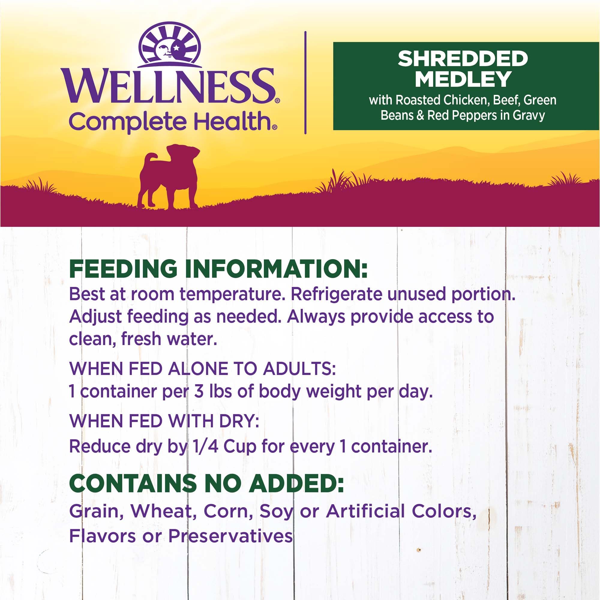 Wellness 3 Oz Grain Free Natural Wet Small Breed Roasted chicken, beef, green beans & Red Peppers. (12 Pack), One Size