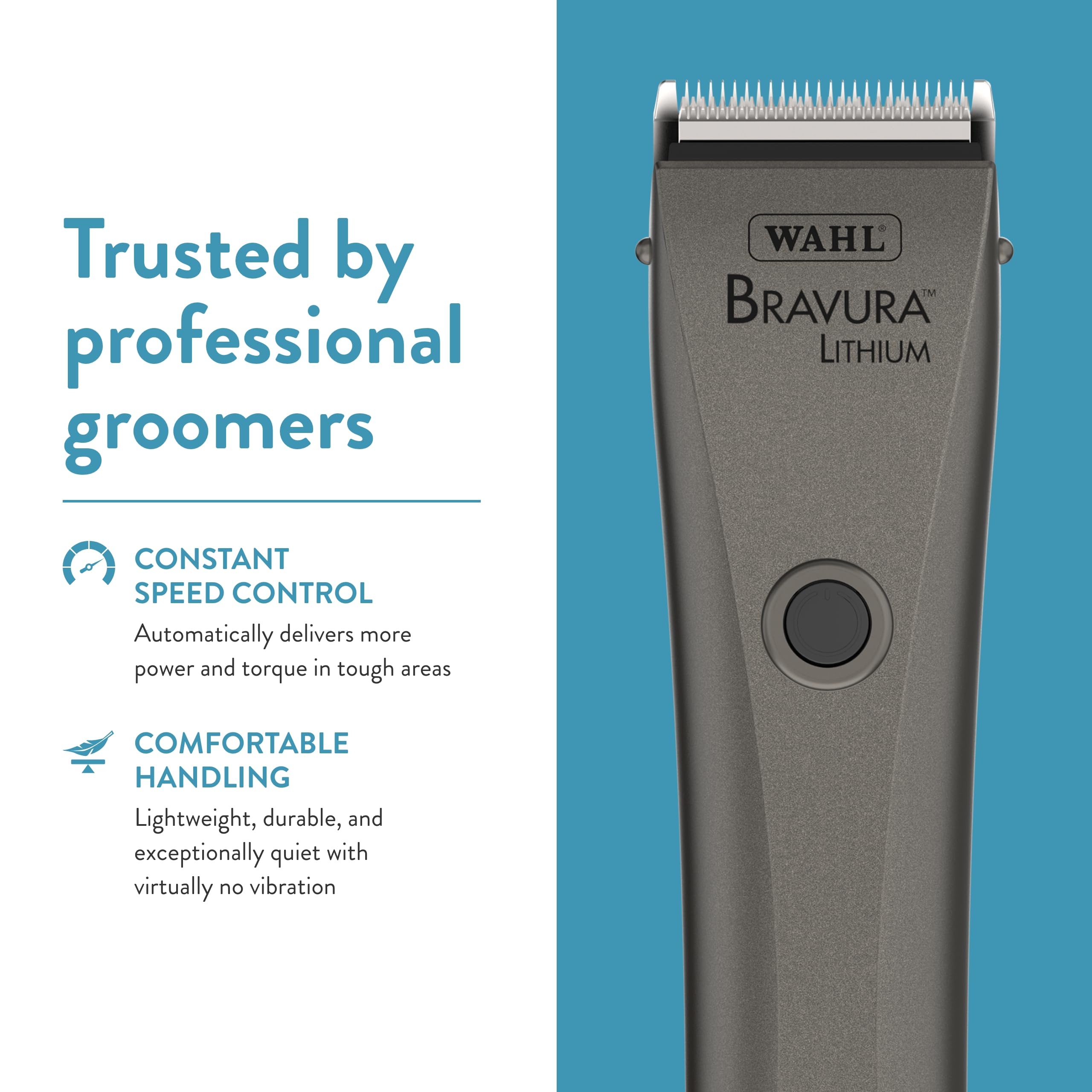 Wahl Professional Animal Bravura Pet, Dog, Cat, And Horse Corded/Cordless Clipper Kit, Gunmetal (#41870-0425)