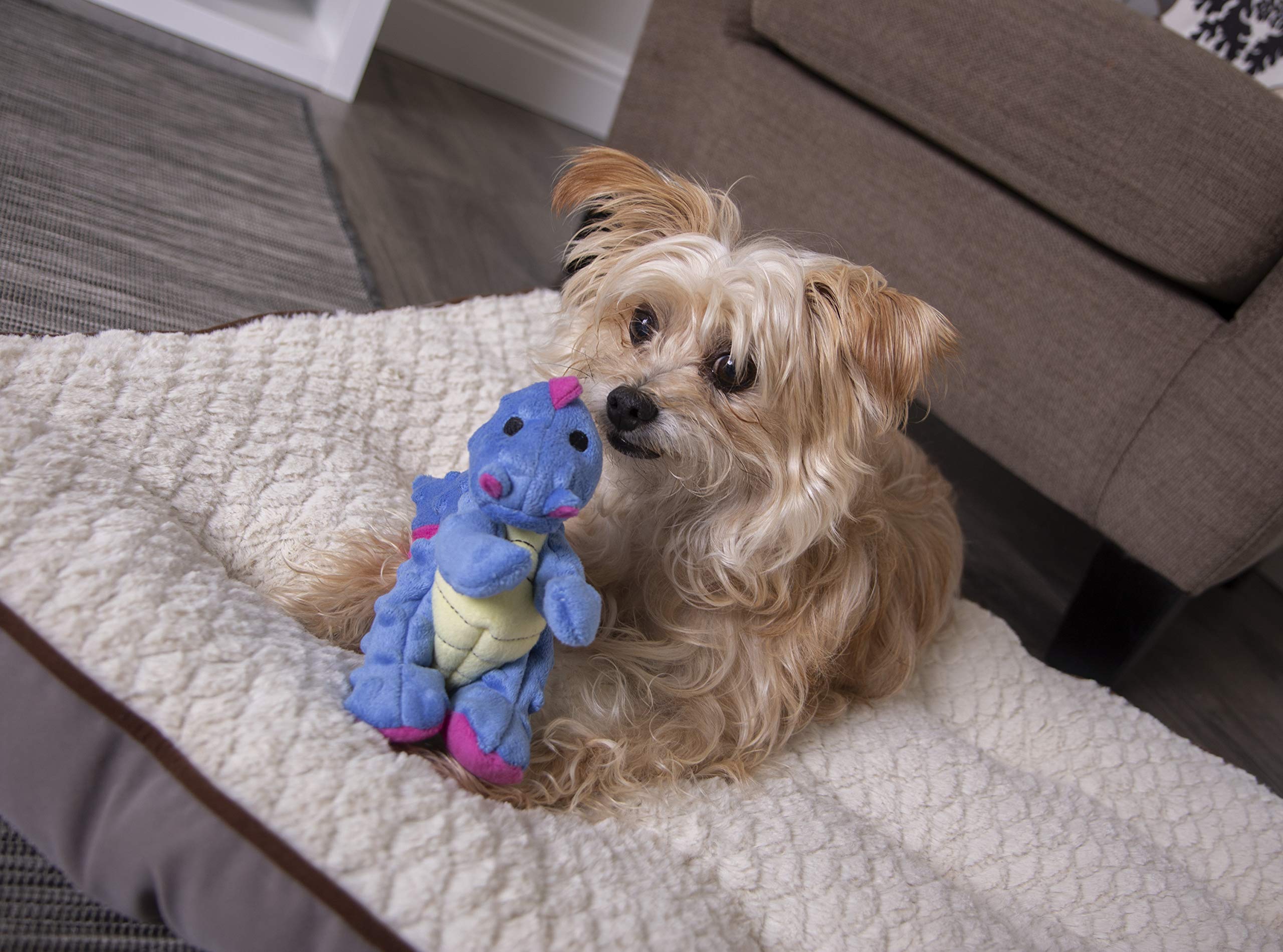 Godog Bubble Plush Dragons Squeaky Dog Toy, Chew Guard Technology - Periwinkle, Small