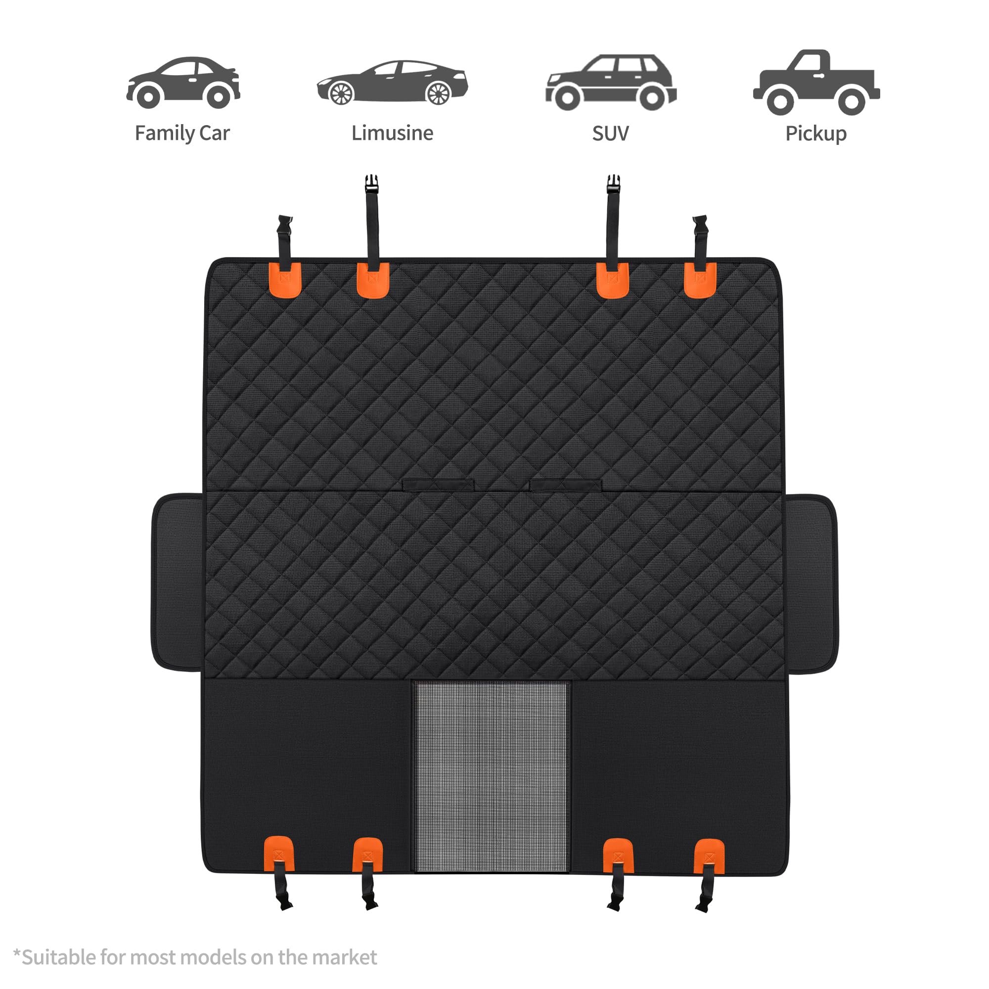 Gxt Dog Back Seat Cover Protector For Cars Suv And Trucks With Mesh Window, Scratchproof Nonslip And Waterproof Material(Black O