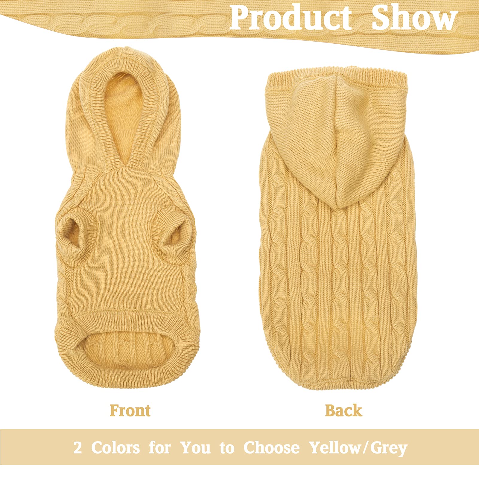 Pupteck Winter Dog Cat Sweater Coat - Soft Cold Weather Clothes Knitwear For Kitties & Small Dogs Indoor Outdoor Walking Warm, Knitted Classic For Doggies Kitties Girls Boys