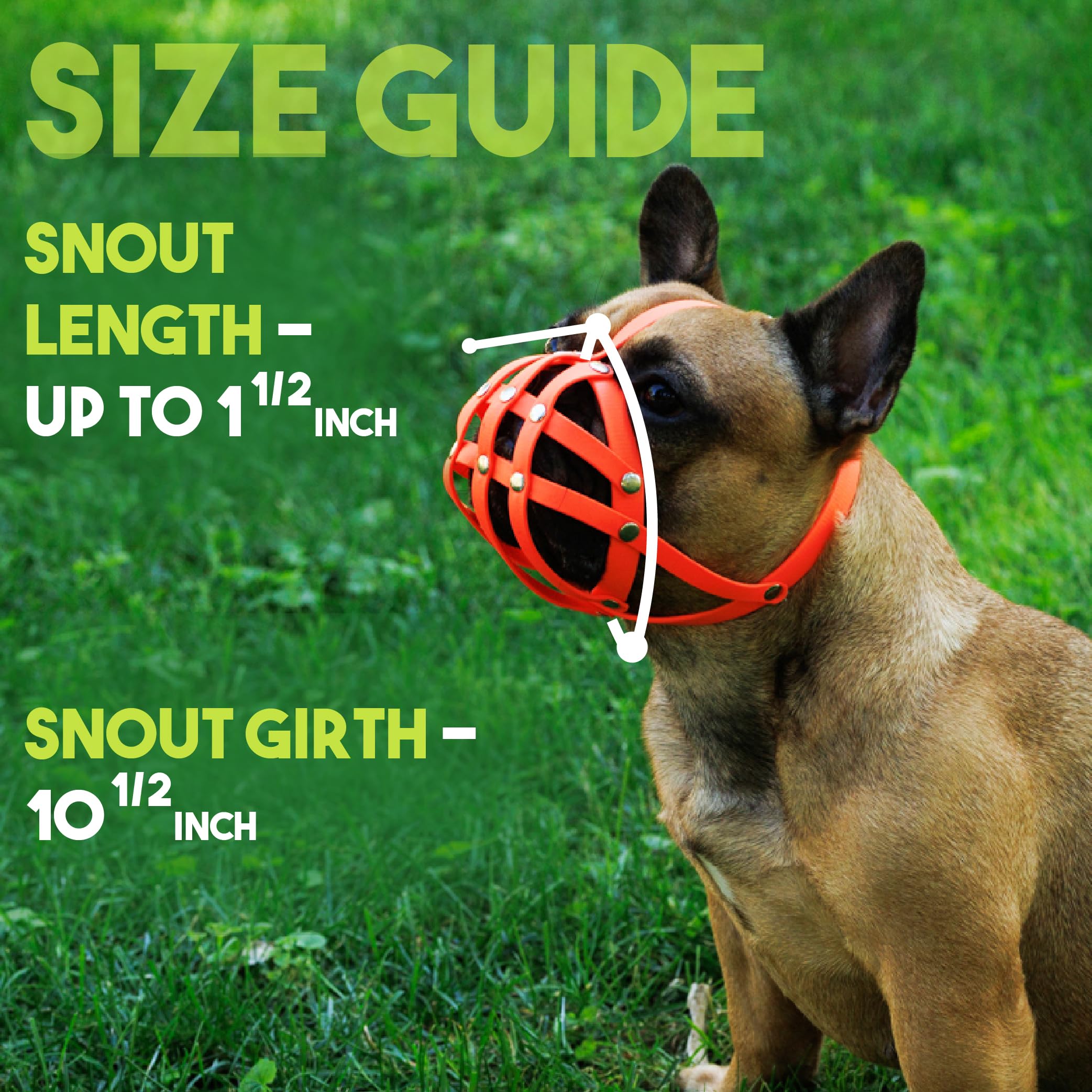 Bronzedog French Bulldog Muzzle Short Snout Dog Mask Prevent Biting For Small Dogs (Orange)