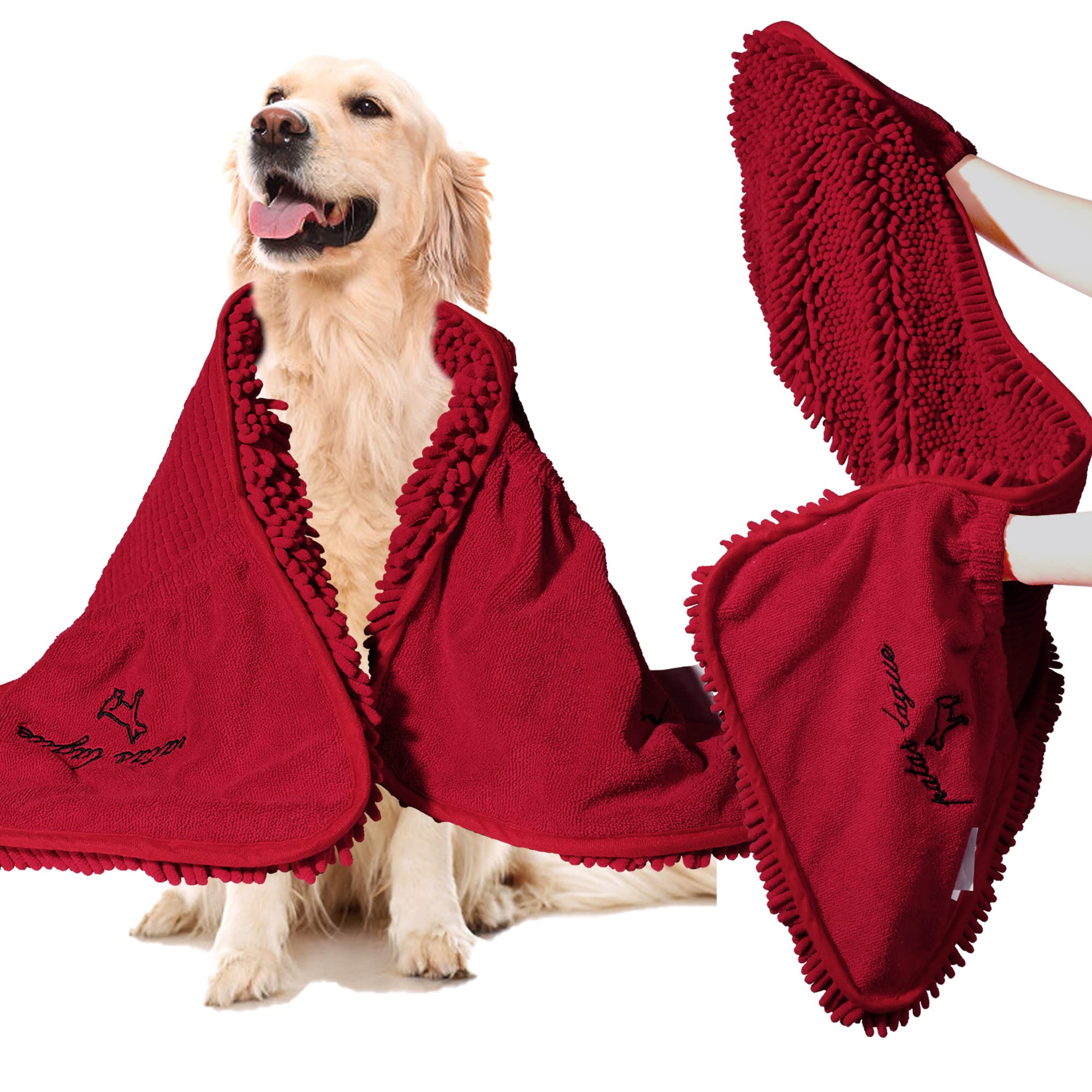 Patas Lague Absorbent Dog Towel for Drying Dogs Large, 35  x15   Extra Large Microfiber Quick Drying Pet Bath Towel with Han