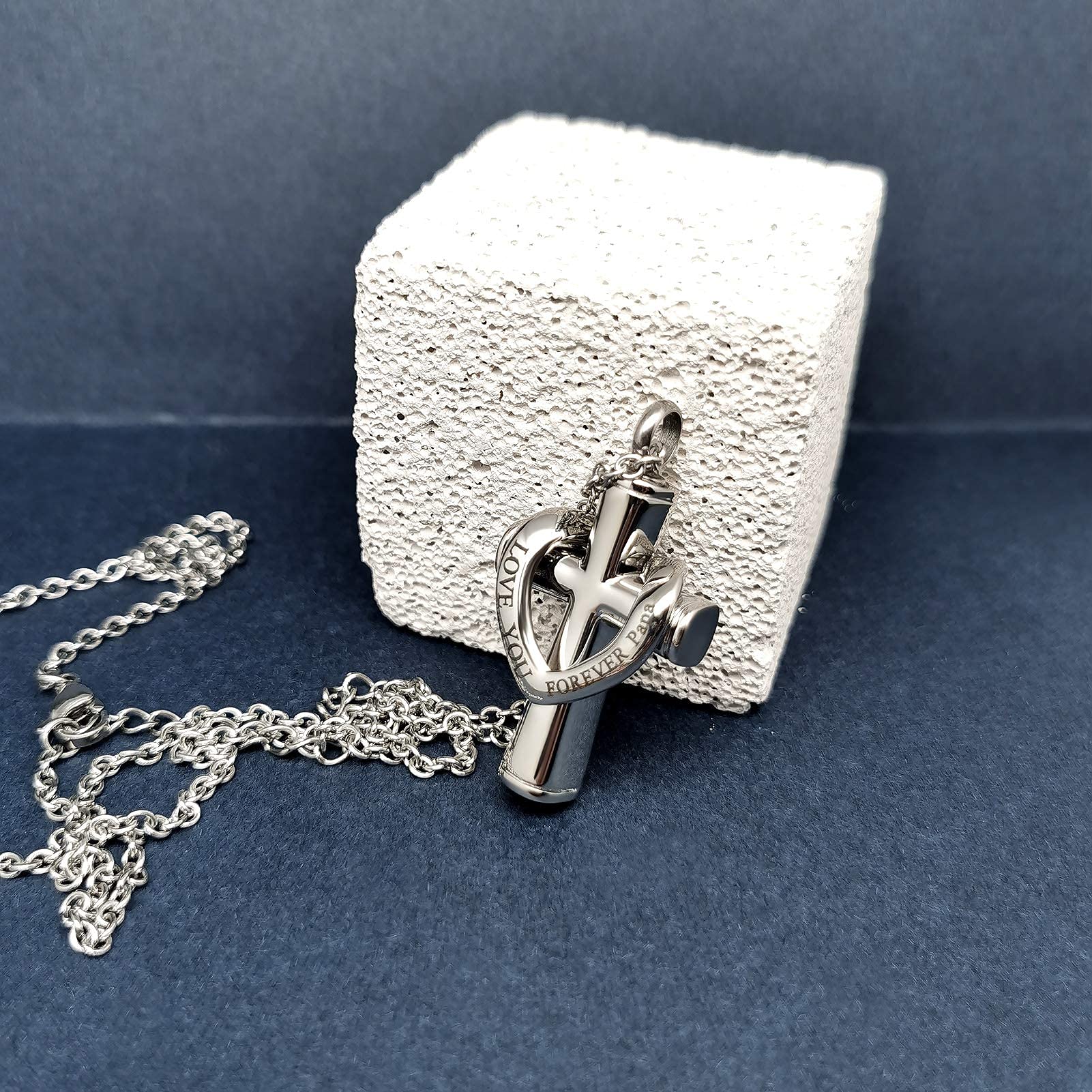 Luxglitterlin Religious Cross I Love You Forever Cremation Jewelry Urn Necklace For Ashes Nana Memorial Keepsake Pendant