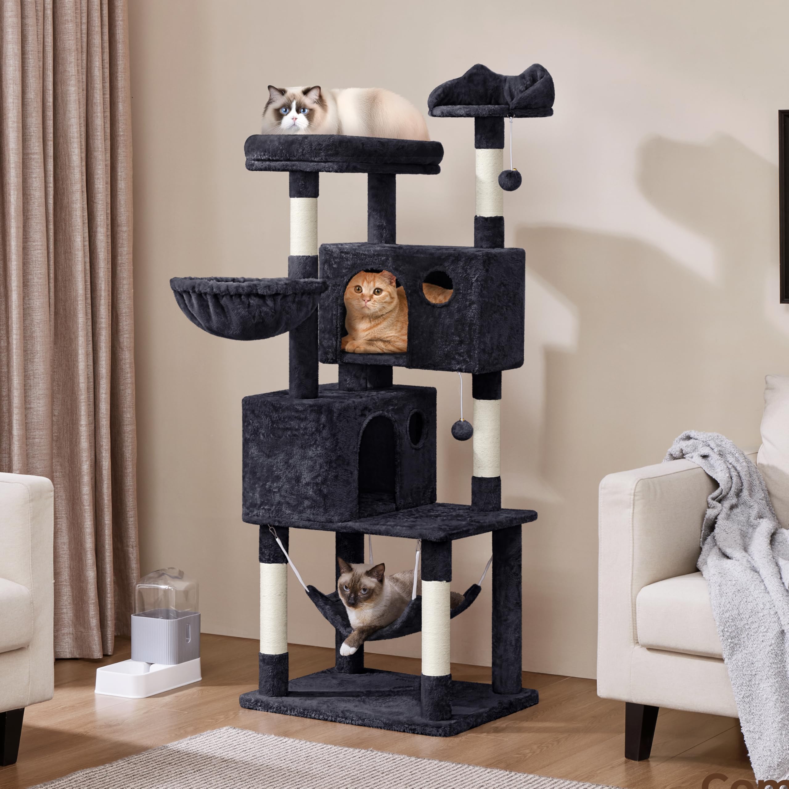Yaheetech Multil-Level Cat Tree Cat House For Large Cats, 64.5In Cat Tower For Indoor Cats As Modern Activity Center With Scratc