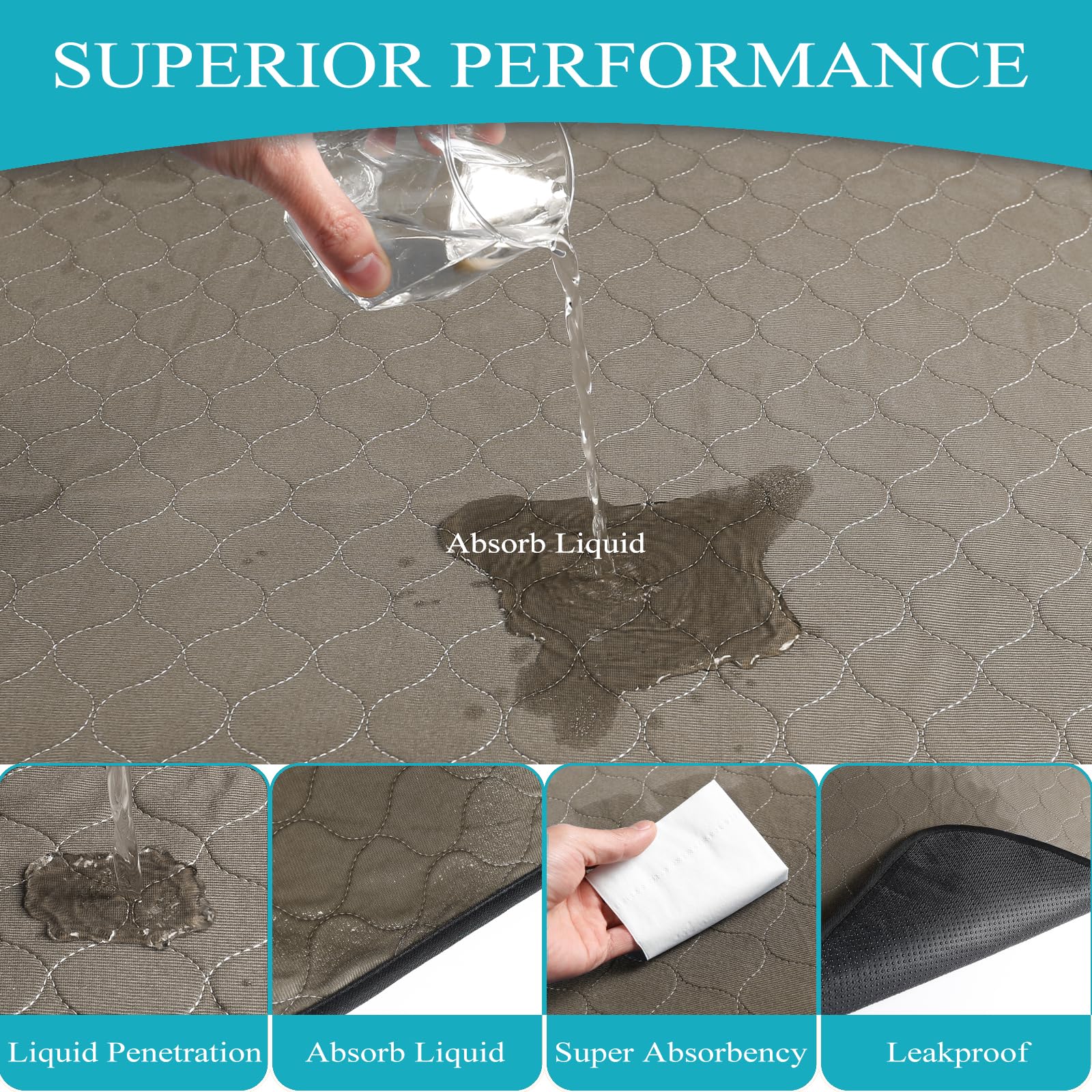 Bunlitent Washable Pee Pads For Dogs 36'' X 72'', 3 Pack, Reusable Puppy Pads, Dog Training Pads With Quick Dry, Large Anti-Slip