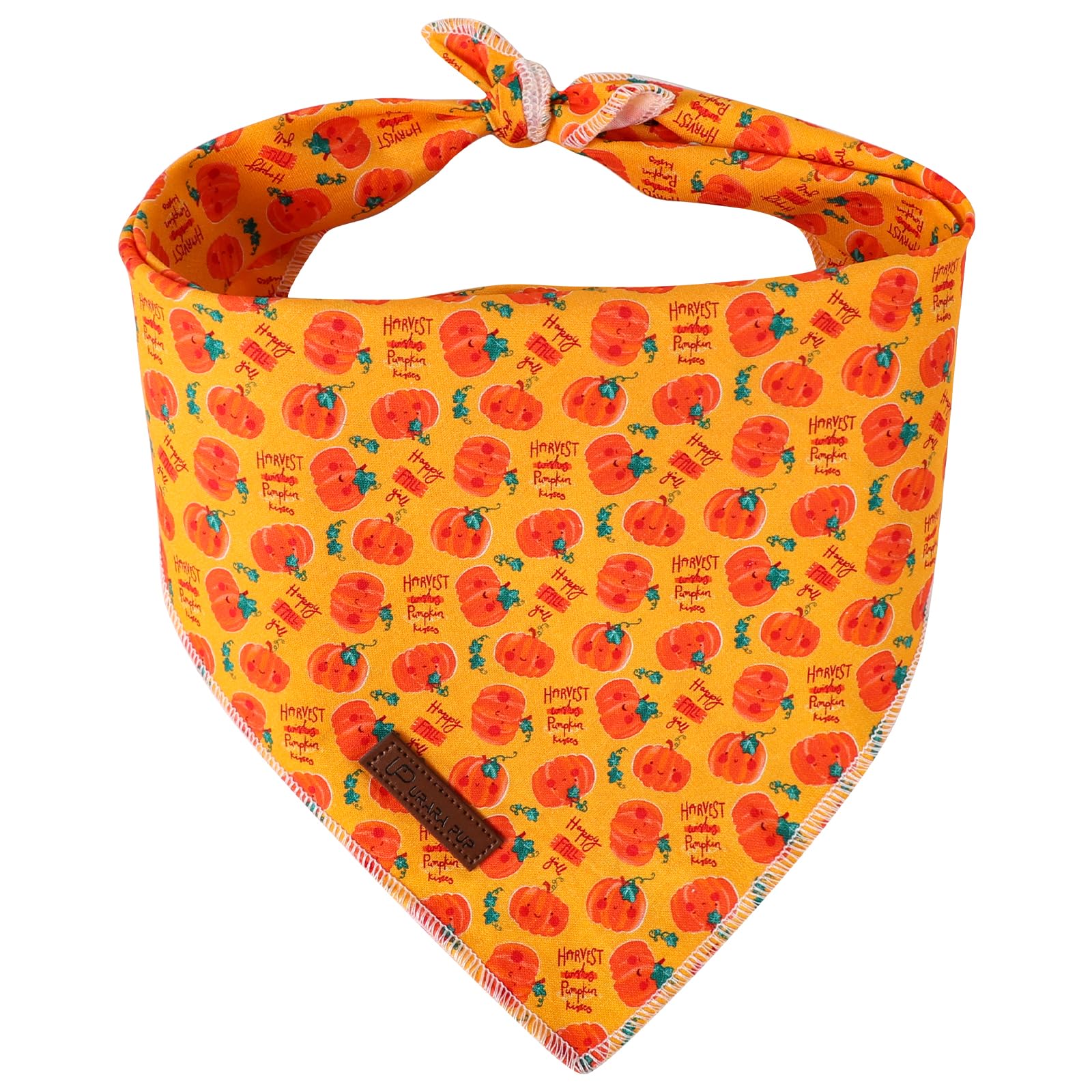 Halloween Pumpkin Dog Bandana, Up Urara Pup Halloween Triangle Bid Scarf With Pumpkin Pattern, Cotton Pet Kerchief For Girl Boy 
