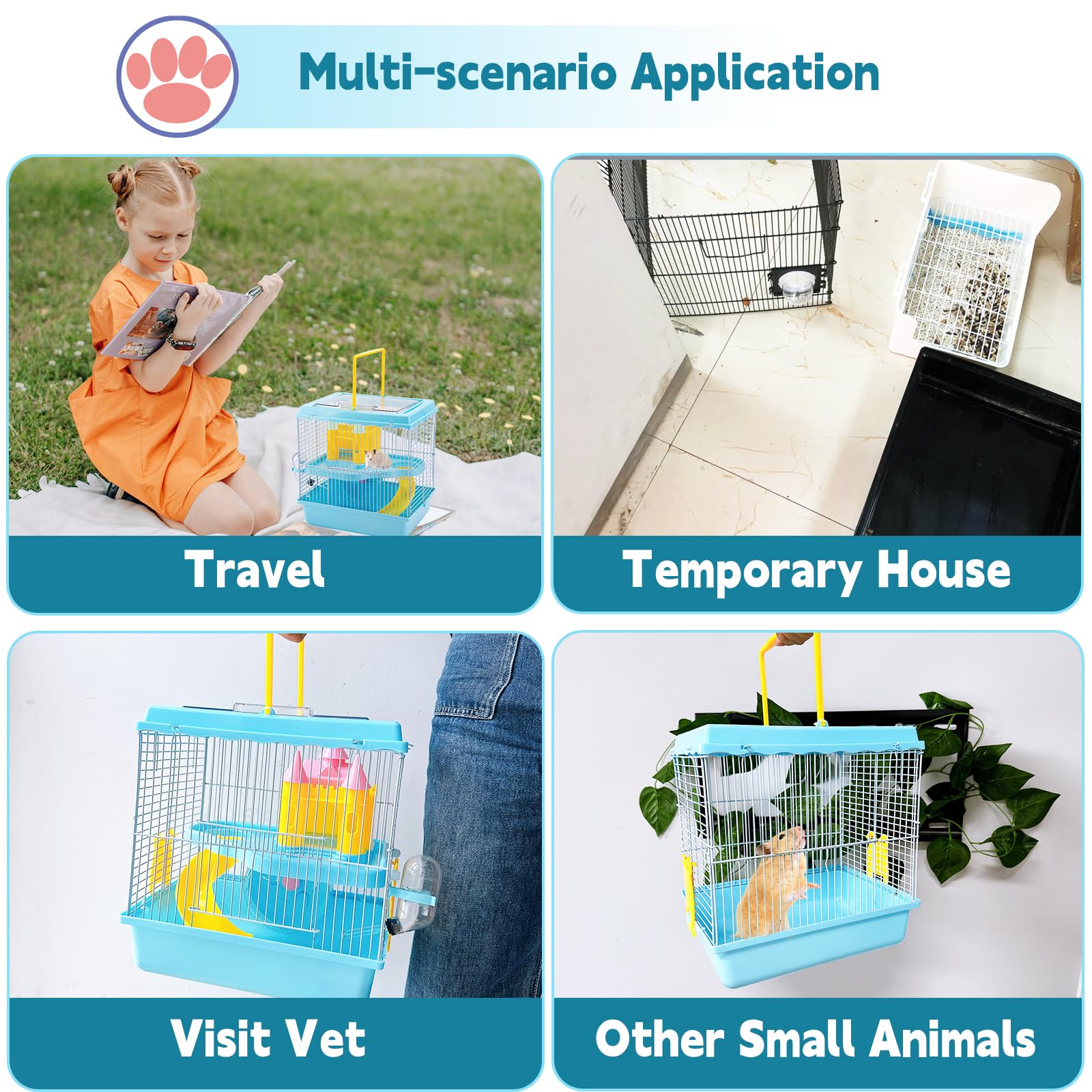 Tfwadmx Hamster Carrier, Dwarf Hamster Travel Cage, Portable Cages With Water Bottle, Gerbil Travel Carry Case Outdoor Vacation