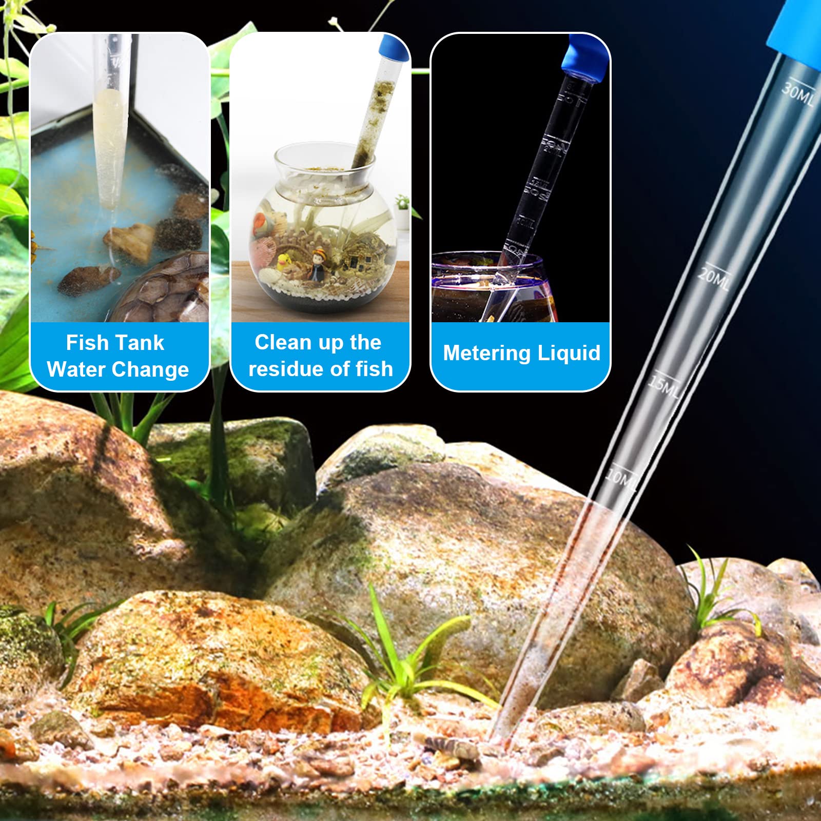 Weaverbird Manual Fish Tank Water Changer Aquarium Dropper, 30Ml Aquarium Clean Pipette Dropper, Fish Tank Cleaning Waste Remove