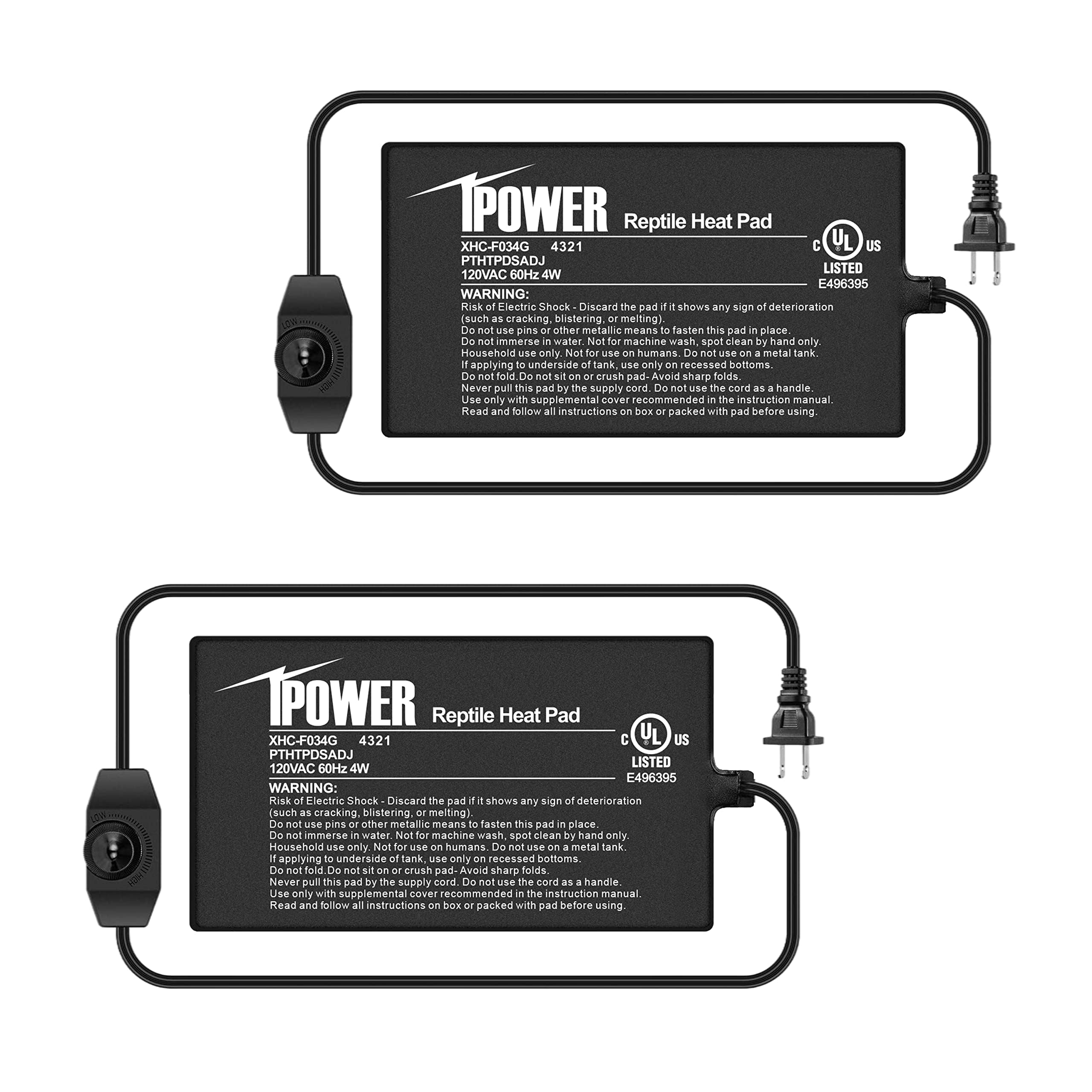 Ipower 4X7 Inch Reptile Heating Pad With Adjustable Controller Knob, Under Tank Heater Mat For Turtles, Lizards, Snakes, Amphibi