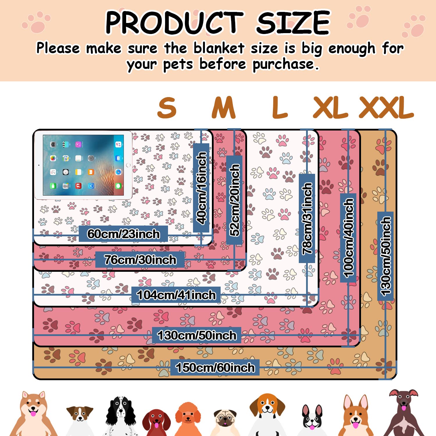 Rezutan Upgraded Dog Blankets For Large Dogs, Dog Cat Blankets Washable 50' X 60', Soft Pet Mat Throw Cover For Kennel Crate Bed, Cute Paw Pattern, Dog Blanket, Pet Blanket （1 Pack White）