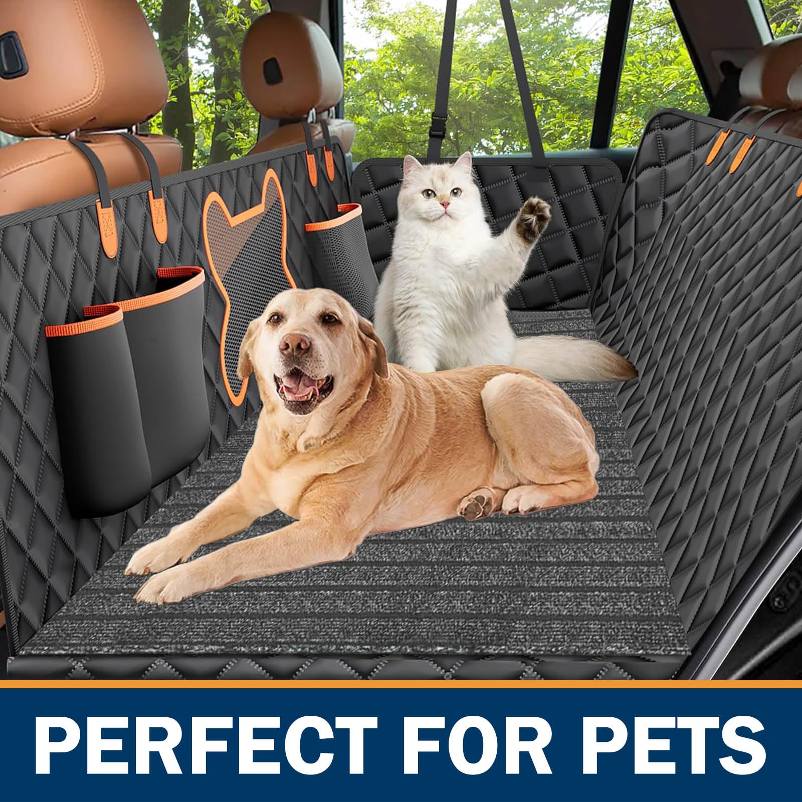 Dog Mat For Back Seat Extender, Non-Slip Dogs Rug For Car Back Seat Cover With Hard Bottom, Waterproof Pet Protector Pad Fit Dog