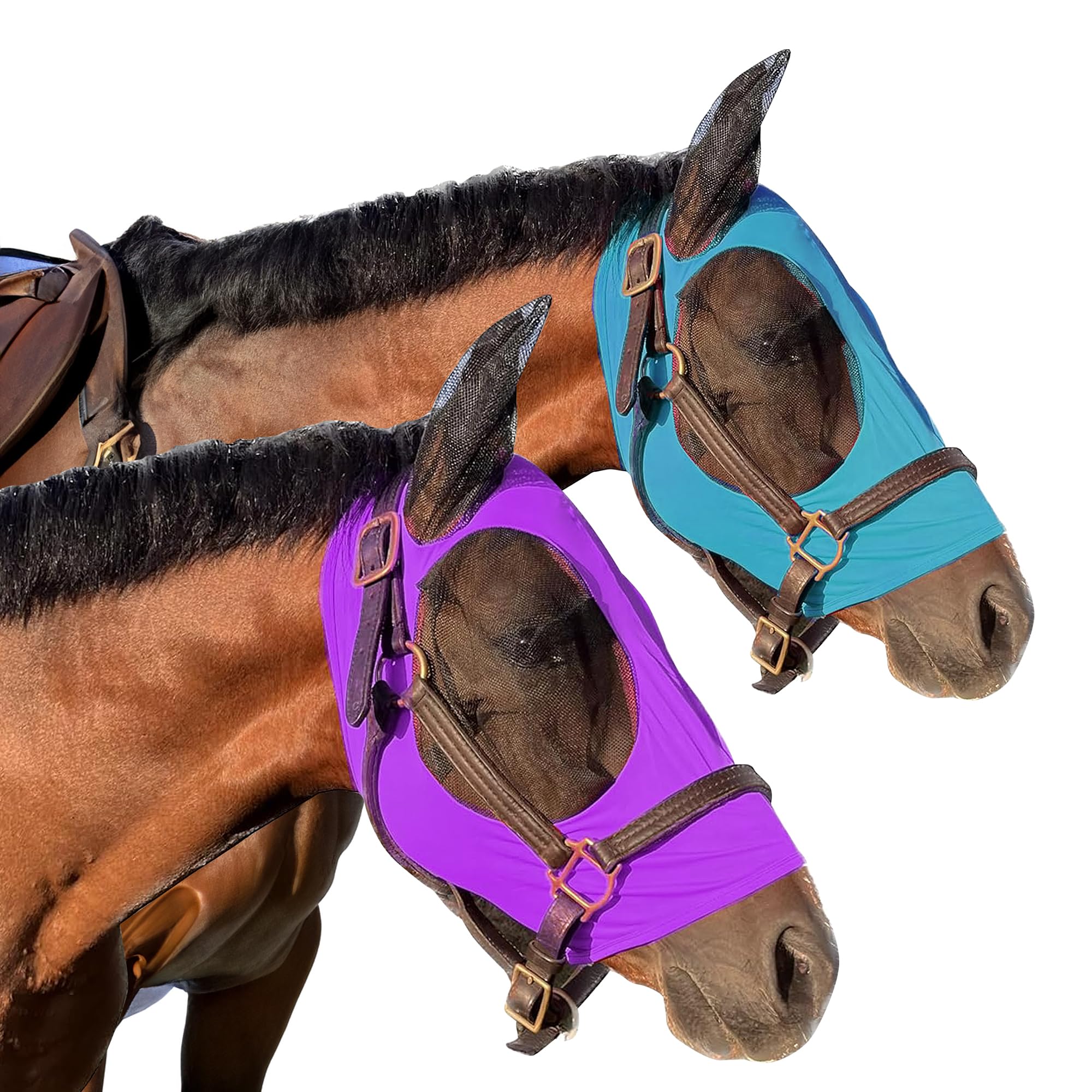 Prairie Horse Supply - UV Fly Mask with Ears for Horses - stretchy Comfort Fit Design - Horse Fly Protection for Trail and Pastu