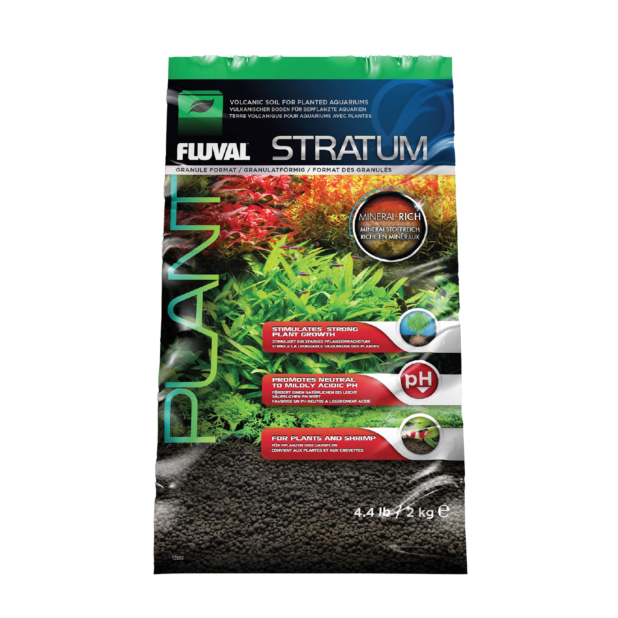 Fluval 12693 Plant and Shrimp Stratum for Freshwater Fish Tanks, 4.4 lbs. - Aquarium Substrate for Strong Plant Growth, Supports