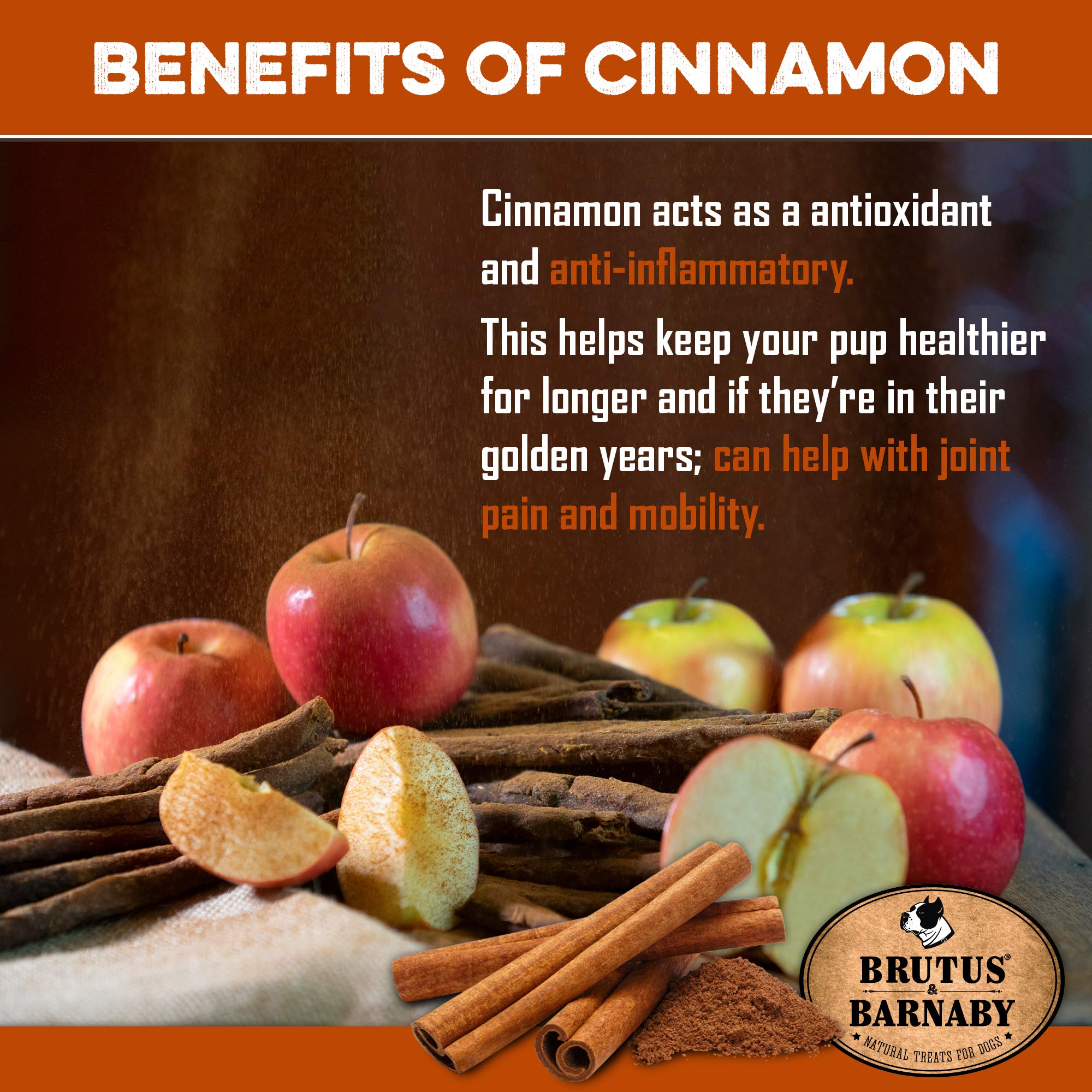 BRUTUS & BARNABY USA Sweet Potato Dog Treats - Crunchy Grain Free Cinnamon Apple Sticks, Promotes Positive Gut Health with Natur