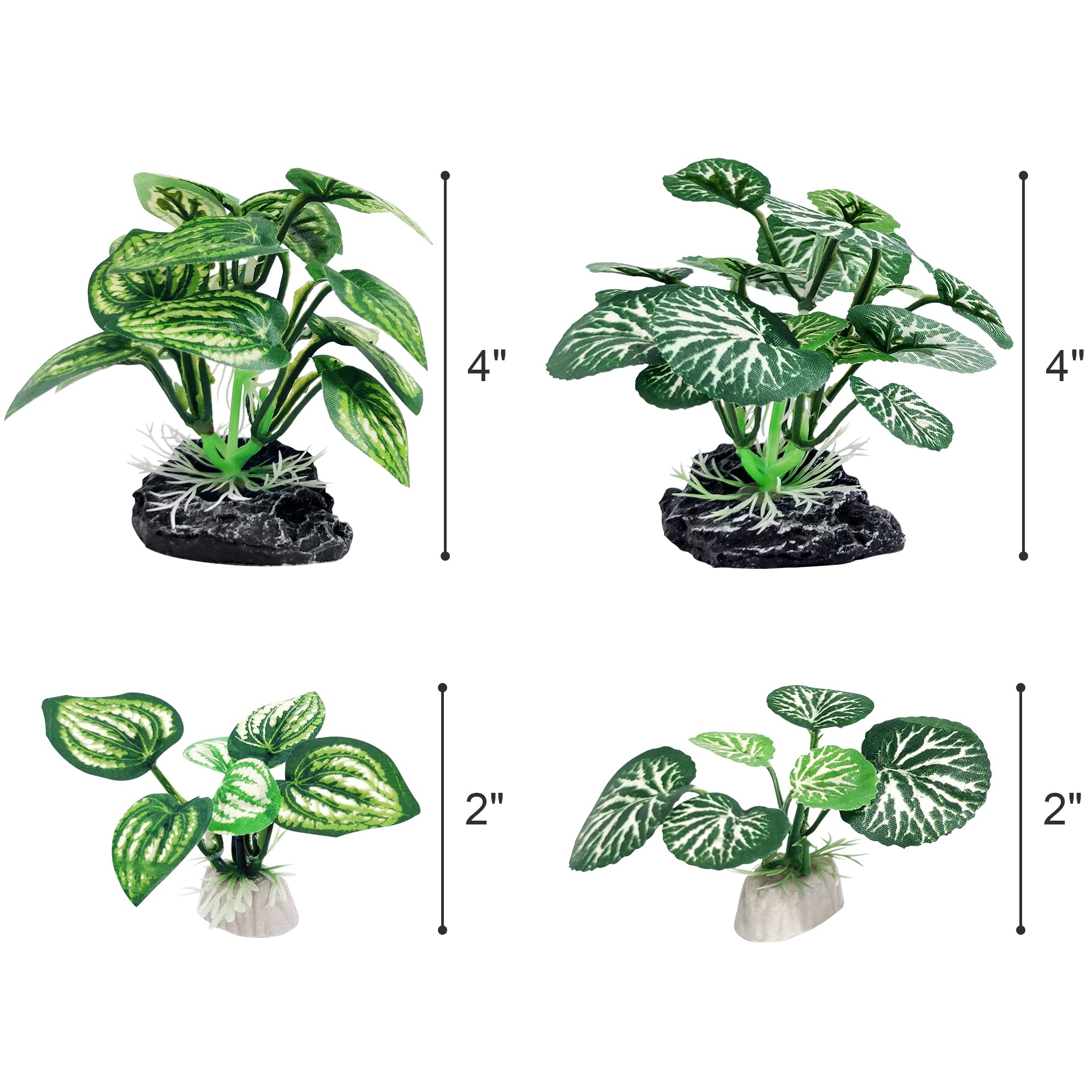 Vtapliea 4PCS Aquarium Plants Betta Fish Tank Decorations Small Size Soft Faux Silk Aquarium for Hiding Fish Reptil