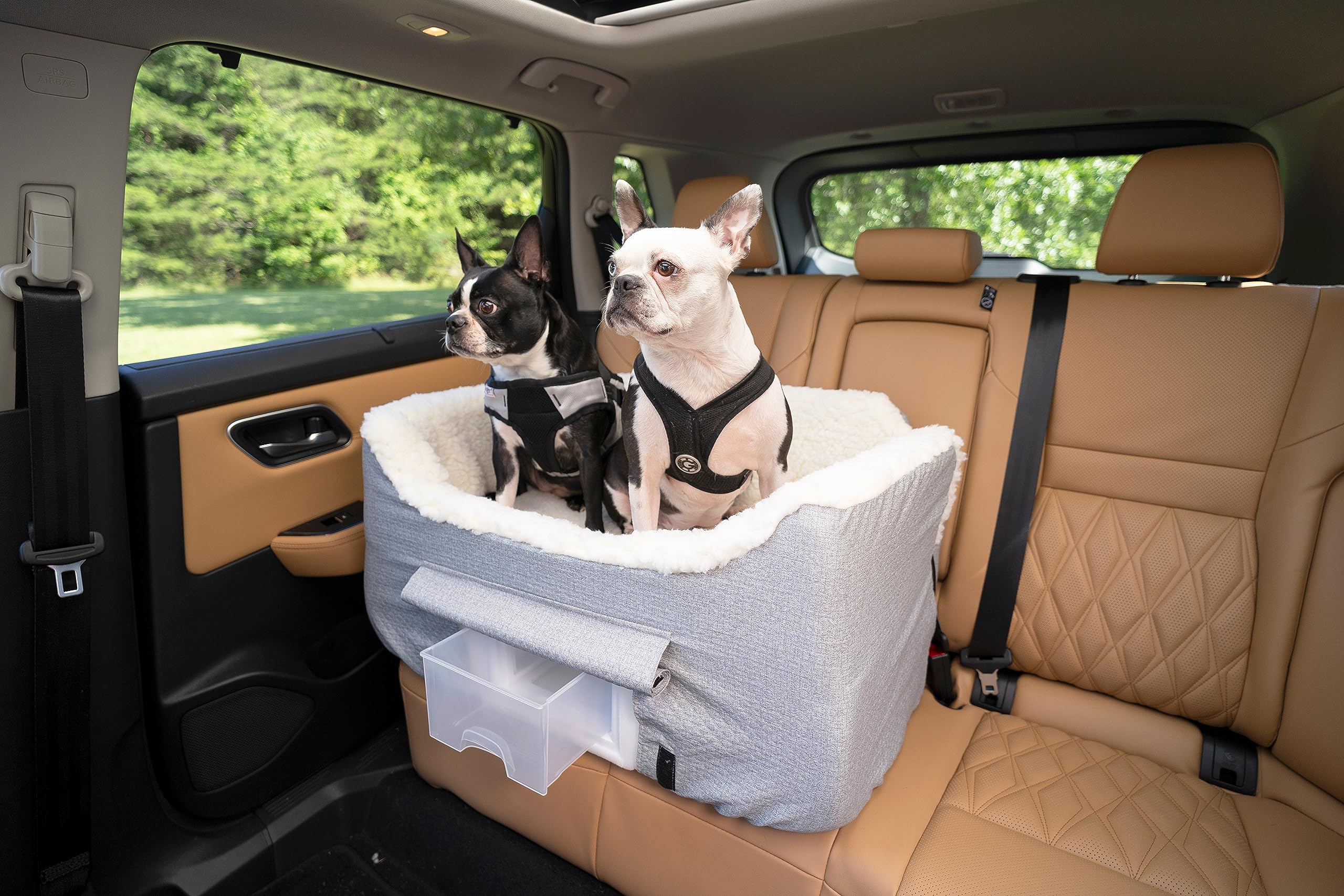 Snoozer Dog Car Seat with Storage Tray: Lookout II Dog Booster Car Seat Medium Sized Dog, Size: Large, Fabric: Stone Diamond, Pe