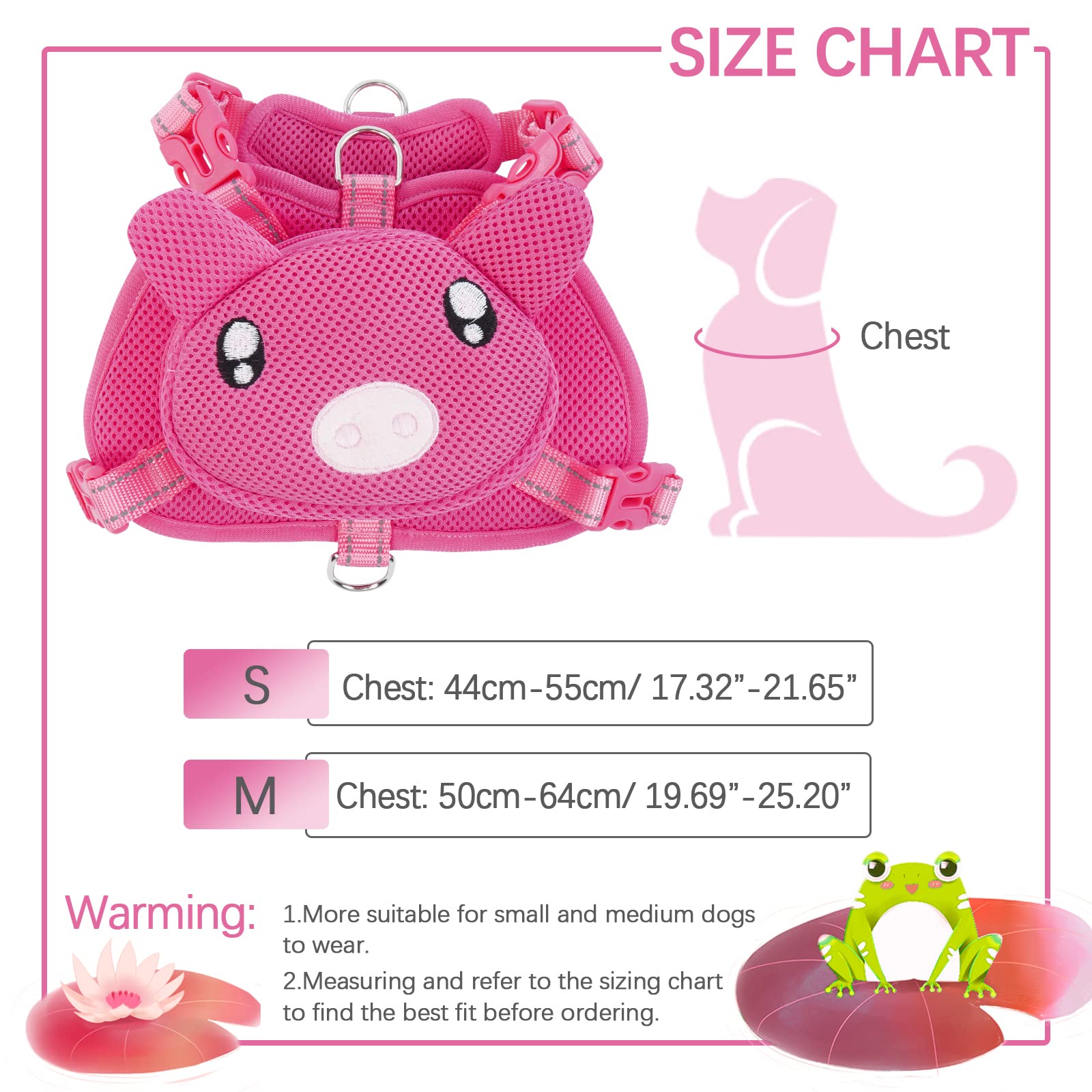 Idomik Dog Backpack Harness, No-Pull Dog Backpack With D-Ring For Small Medium Dogs, Cute Self Carrier Backpack For Dogs To Wear, Adjustable Dog Harness Backpack For Traveling Camping Hiking,Pig,M