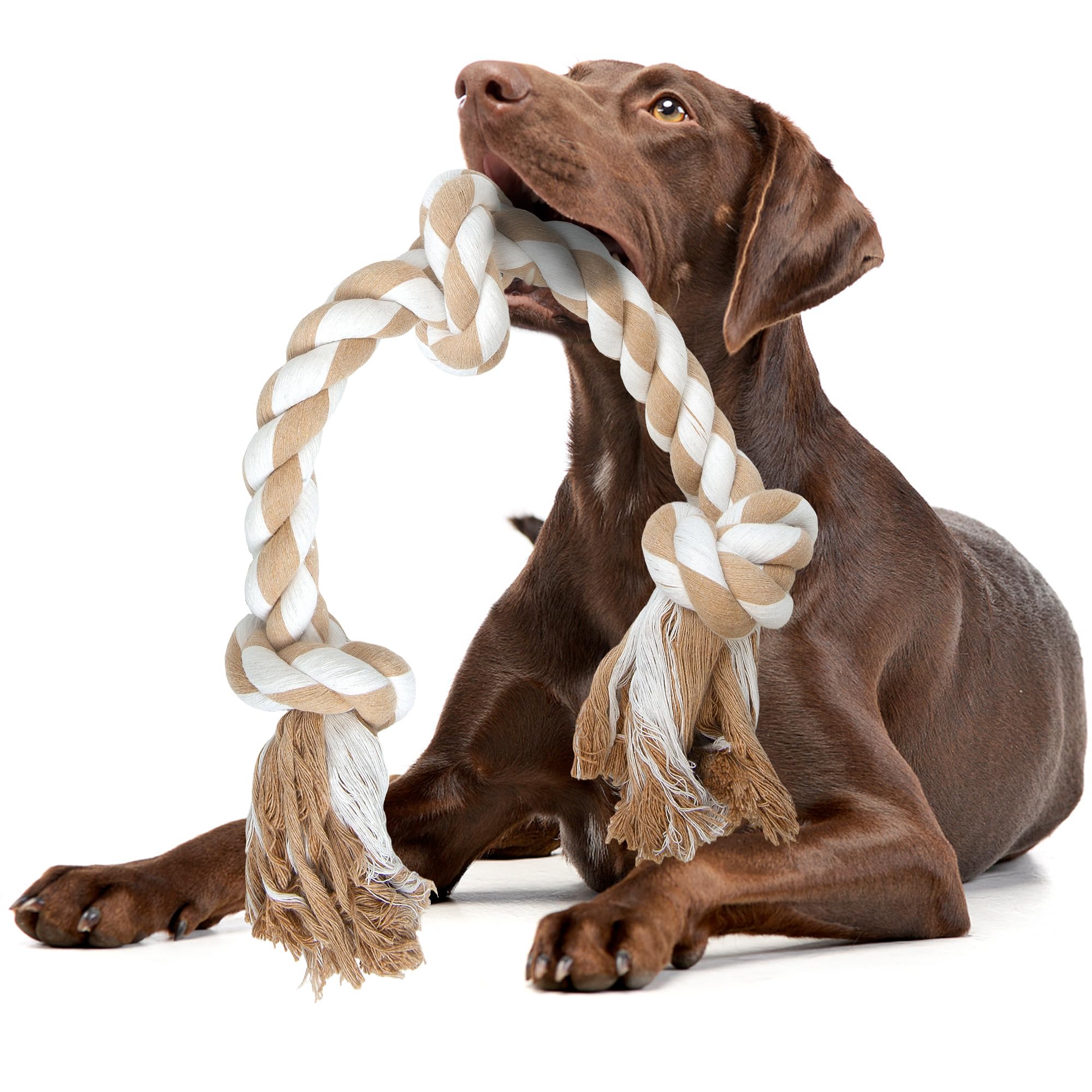 Fida Dog Rope Toys For Large/Medium Aggressive Chewers, Tough Rope Chew Toy,Natural Cotton 3 Knots