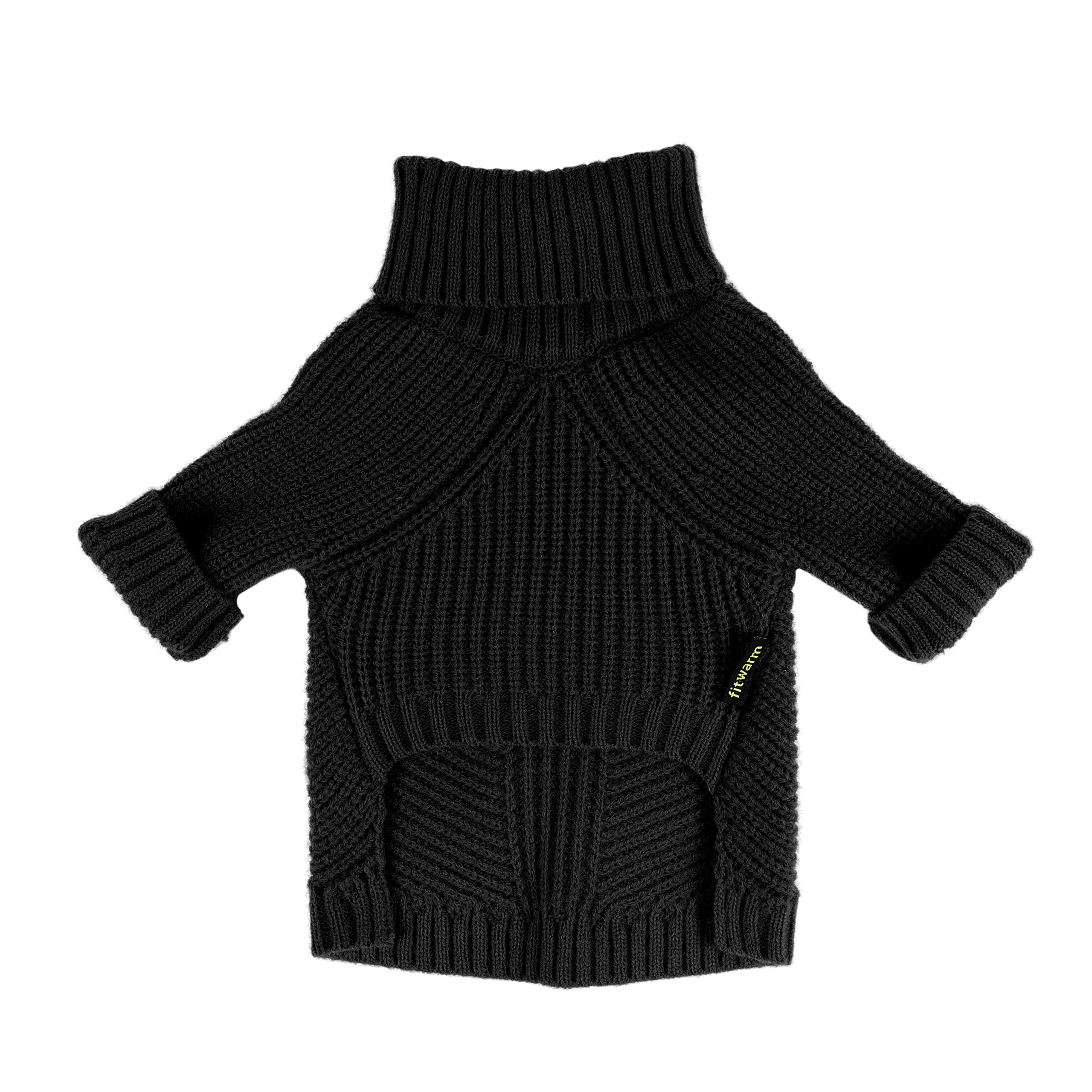 Fitwarm Dog Turtleneck Sweater, Thermal Knitted Pet Coat, Dog Winter Clothes For Small Dogs, Cat Apparel, Black, Xxl