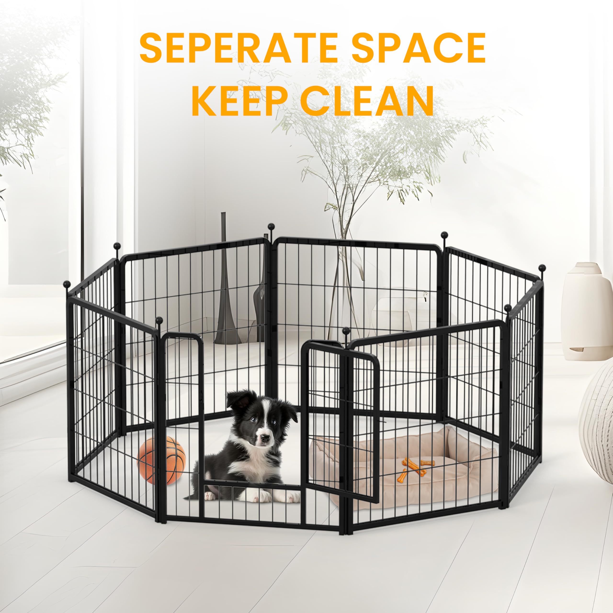 Dog Playpen 24 Inch 8 Panels, Ideal Dog Fence For Puppy/Small Dogs Indoor & Outdoor Bliss, Perfect Dog Pen For Camping, Yard, Rv