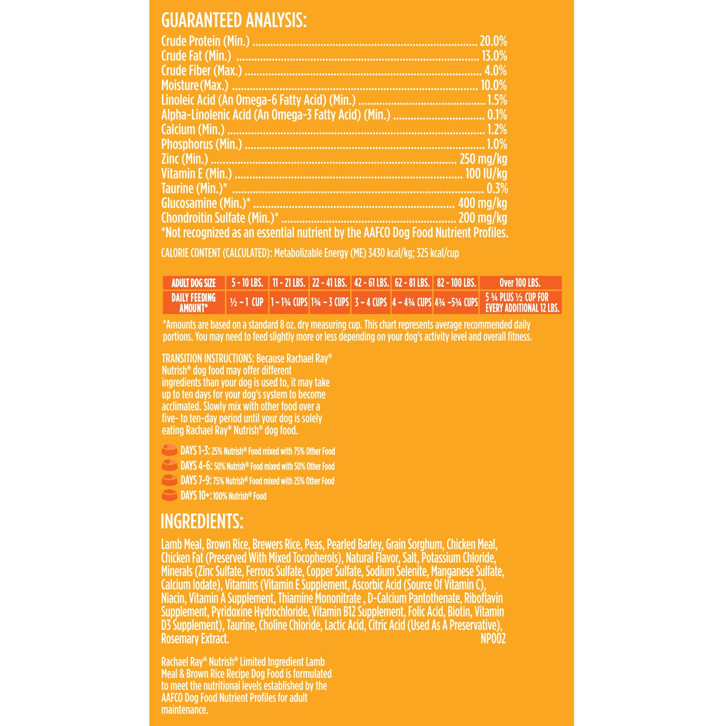 Rachael Ray Nutrish Limited Ingredient Diet Lamb Meal & Brown Rice Recipe, Lamb Meal & Rice, 6.00 Pound (Pack of 1) (Packaging D