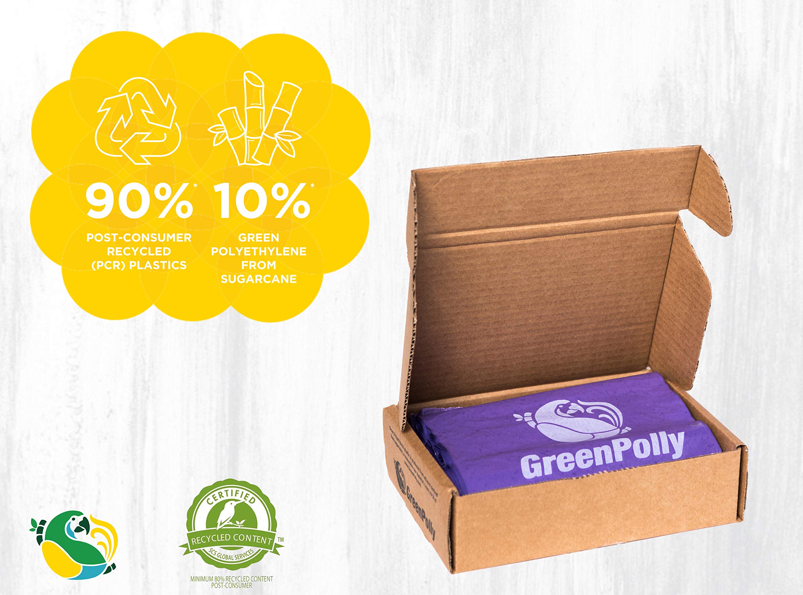 Greenpolly Pet Waste And Dog Poop Bags, 250 Count, Made With 100% Renewed Material, Durable, Purple, Fits In Standard Park Dispensers
