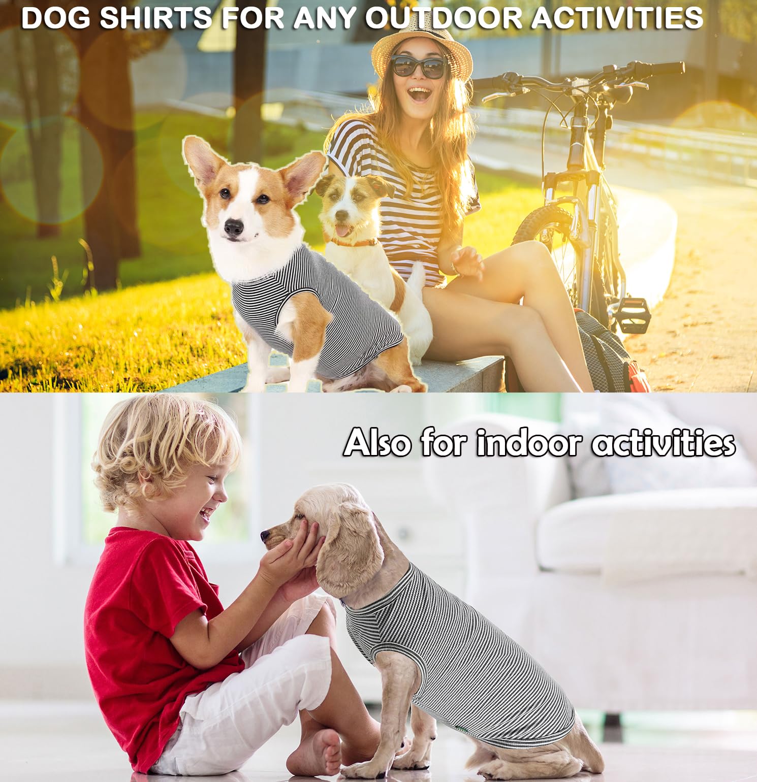 Sychien Dog Shirt,Combed Cotton T-Shirts,Soft Cool Boy Girl Tee For Small Dogs Kitty Puppy Chihuahua,Grey Striped Xs