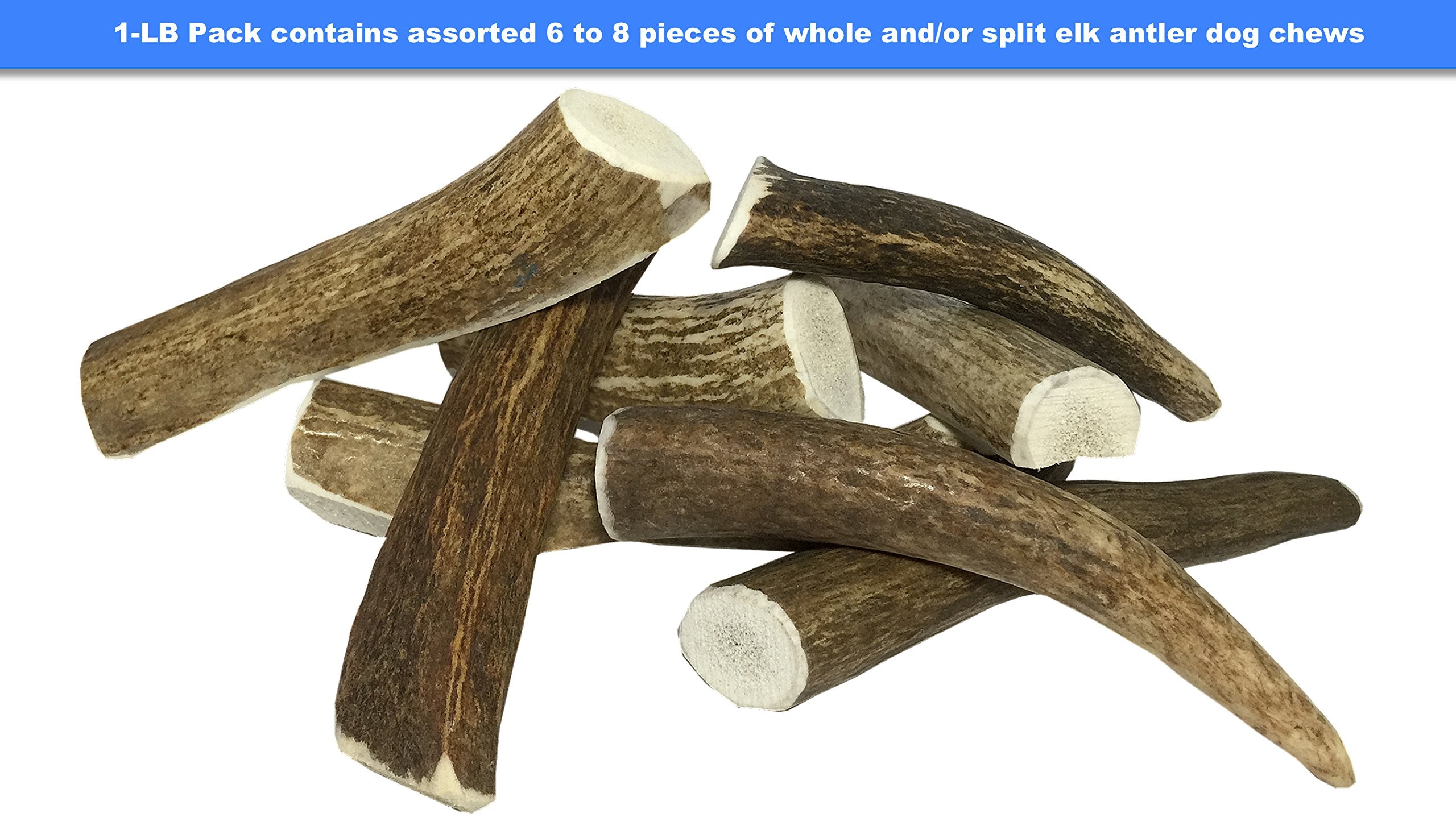 Deluxe Naturals Elk Antler Chews For Dogs | Naturally Shed Usa Collected Elk Antlers | All Natural A-Grade Premium Elk Antler Dog Chews | Product Of Usa, 2 Packs Of 1 Pound Small Cuts