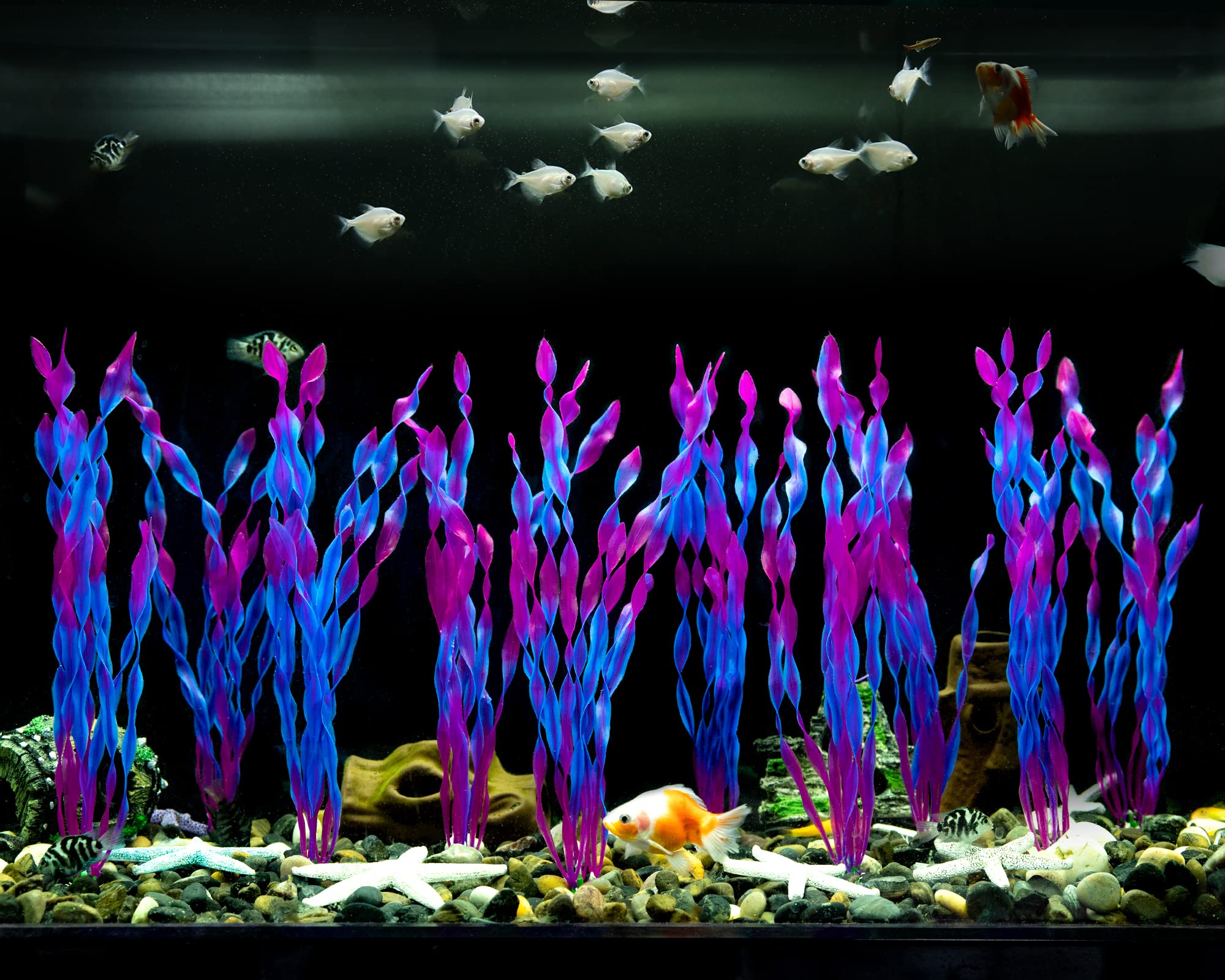MyLifeUNIT Artificial Seaweed Water Plants for Aquarium, Plastic Fish Tank Plant Decorations 10 PCS (Purple)