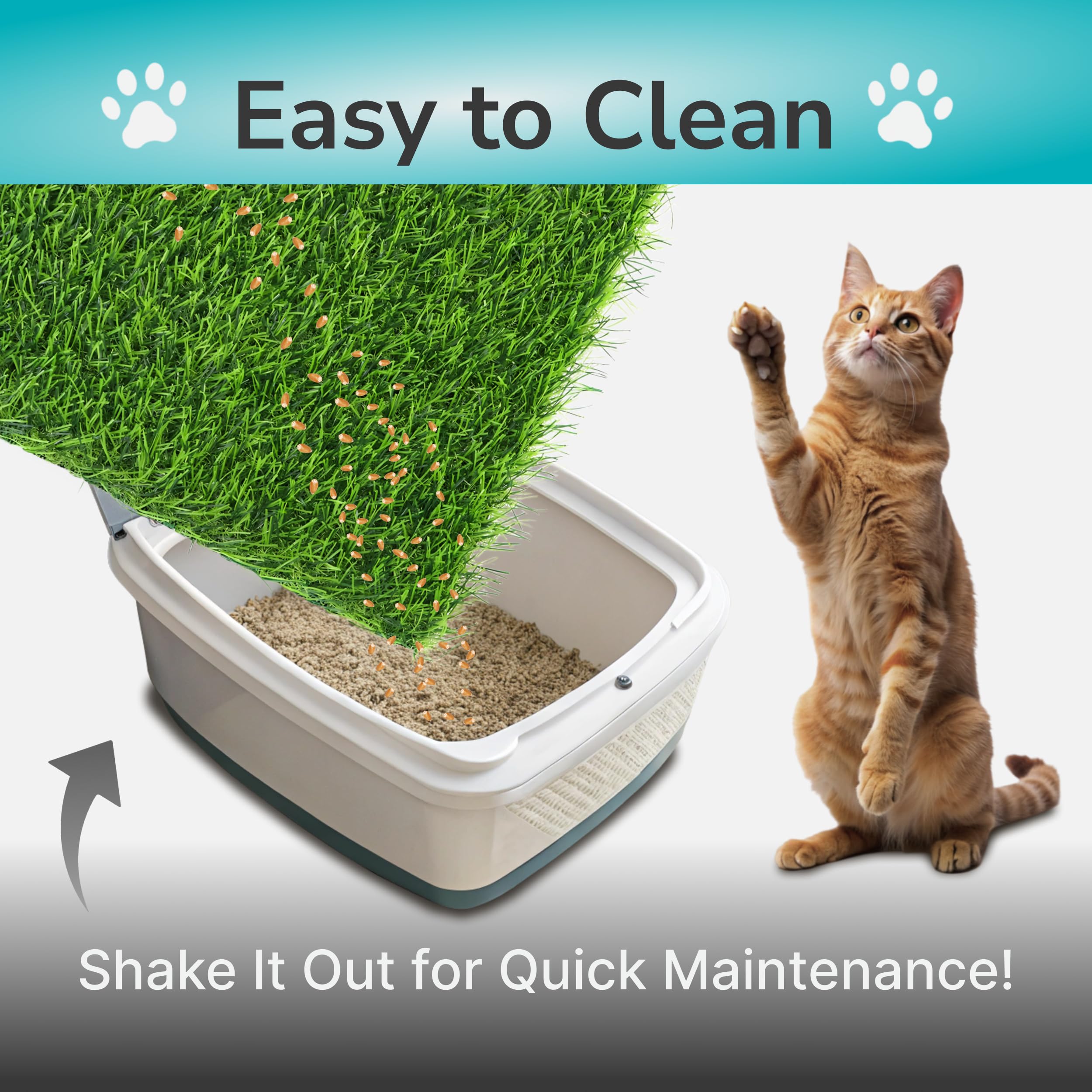 Skywin Silicone Cat Grass Mat For Litter Box 24 X 17.5 Inches, Grass-Textured Lightweight, Easy-To-Clean Floor Mat For Indoor Ca