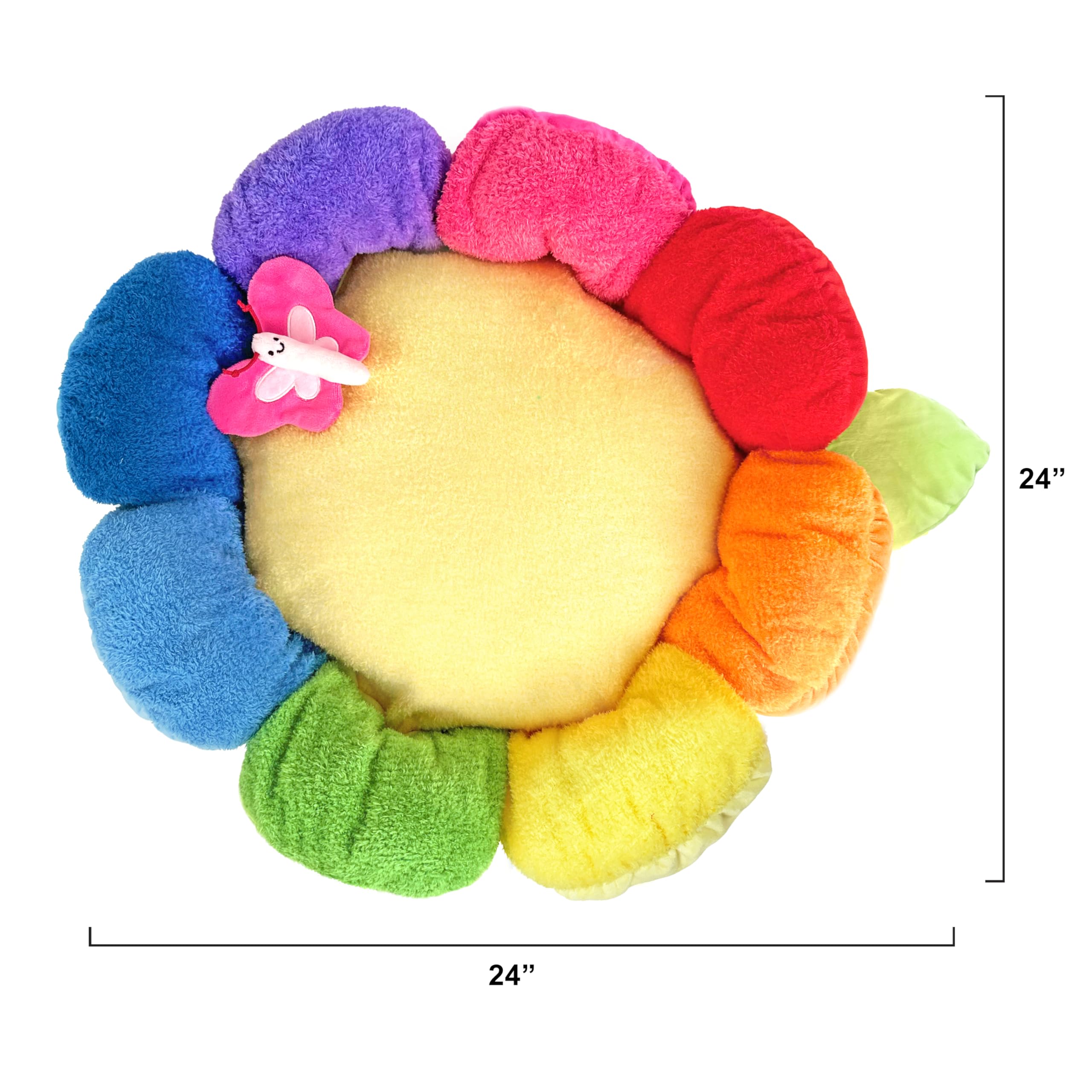 Tonbo Soft Plush Small Cute And Cozy Nature Dog Cat Bed, Washer And Dryer Friendly (Rainbow Flower)