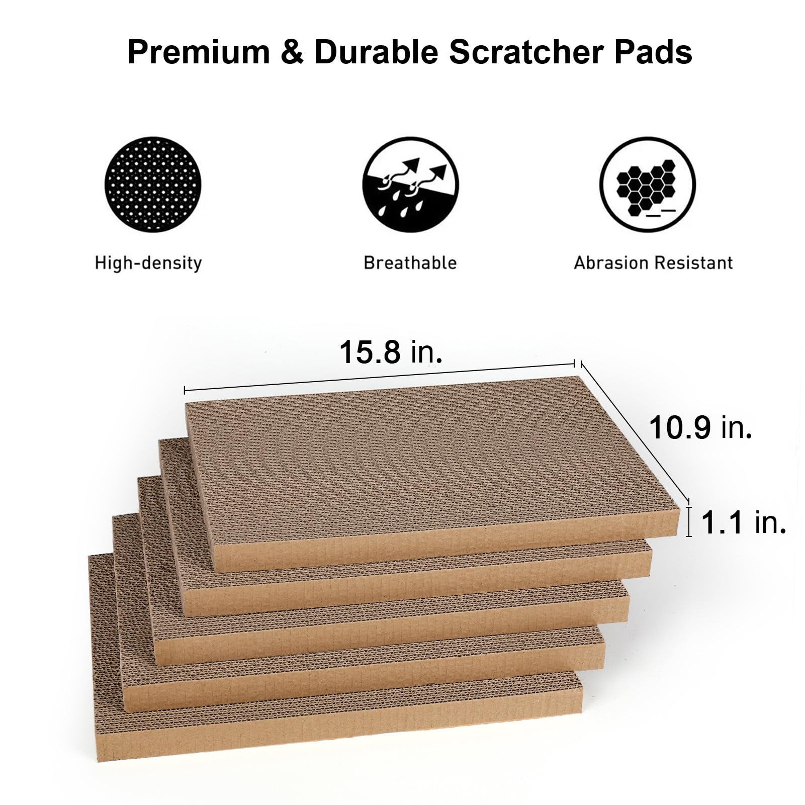 FUKUMARU 5 PCS Cat Scratching Boards, 11.4 Inch Width Ex-Large Cat Scratcher Box, Reversible Cardboard Scratchers for Indoor Cat