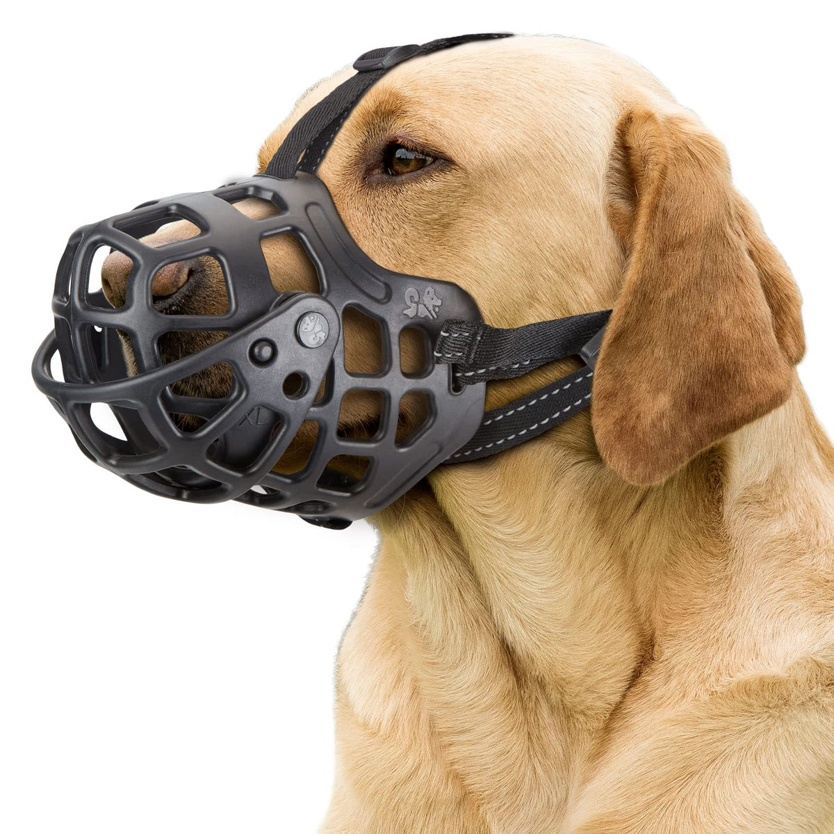 Ownpets Dog Muzzle, Adjustable Dog Basket Muzzle With Movable Cover To Prevent Biting, Chewing & Licking, Air Mesh Drinkable Dog