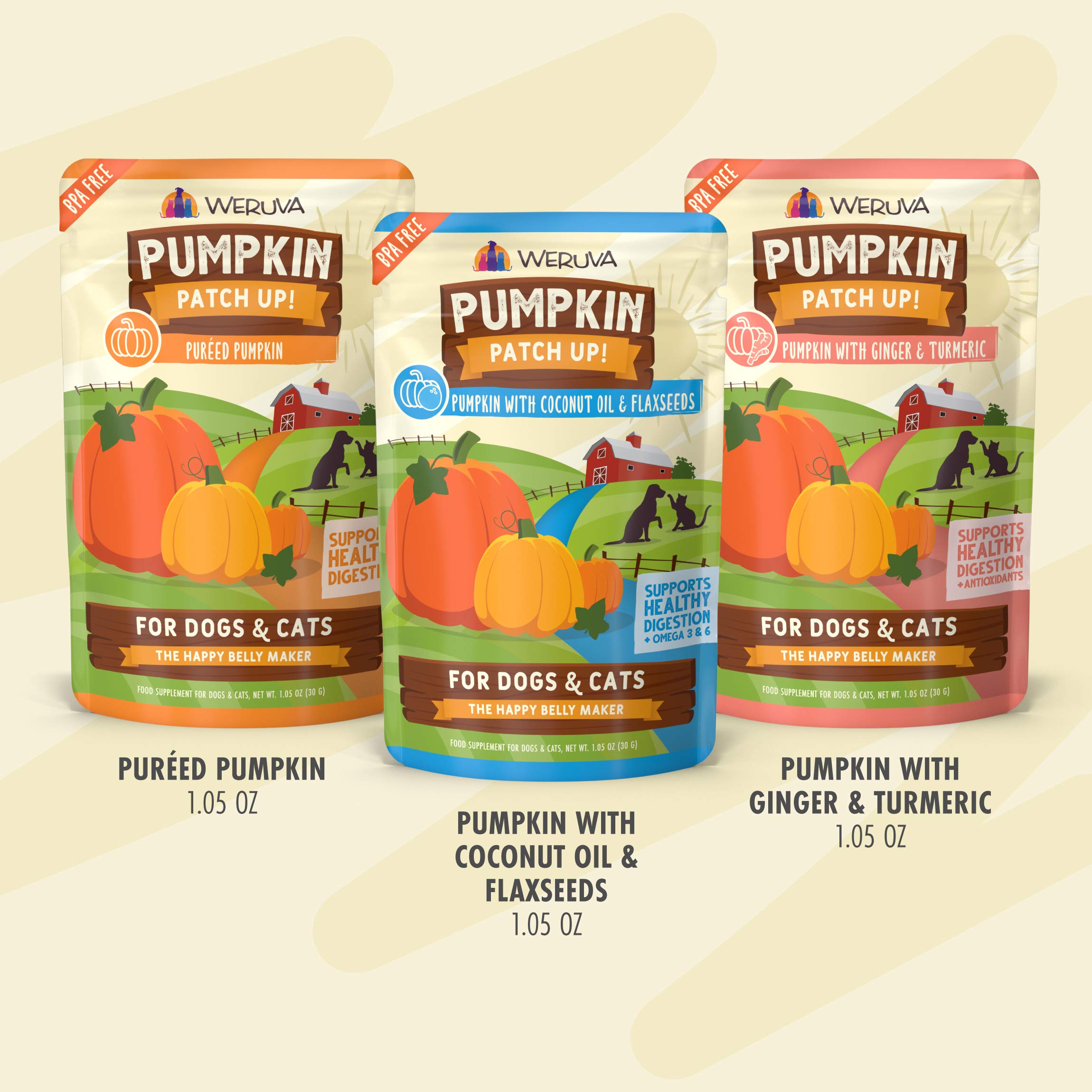 Weruva Pumpkin Patch Up! Pumpkin Pumpkin, Whats Your Function Variety Pack for Dogs & Cats, 1.05oz Pouch (Pack of 12)