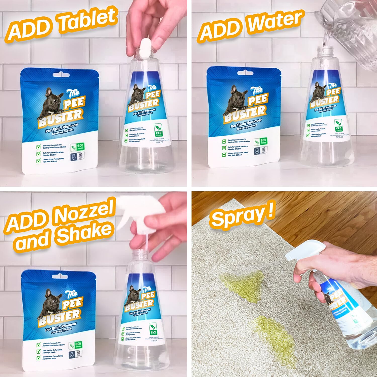 Generic Peebuster Pet Stain & Odor Remover - Cleaning Spray For Dog And Cat Urine, 1 Count (Pack Of 1)